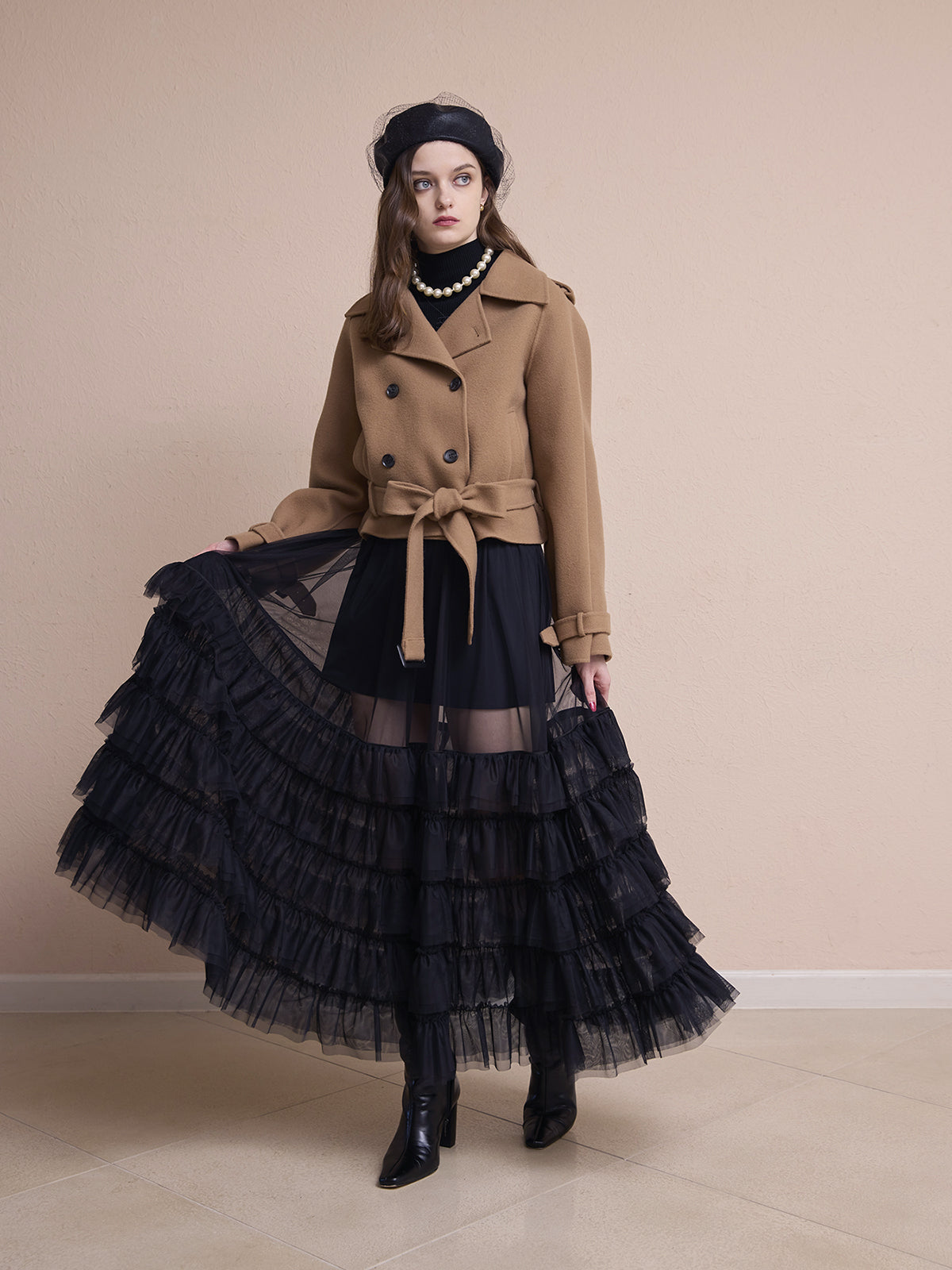 チュールティアードレイヤードスカート