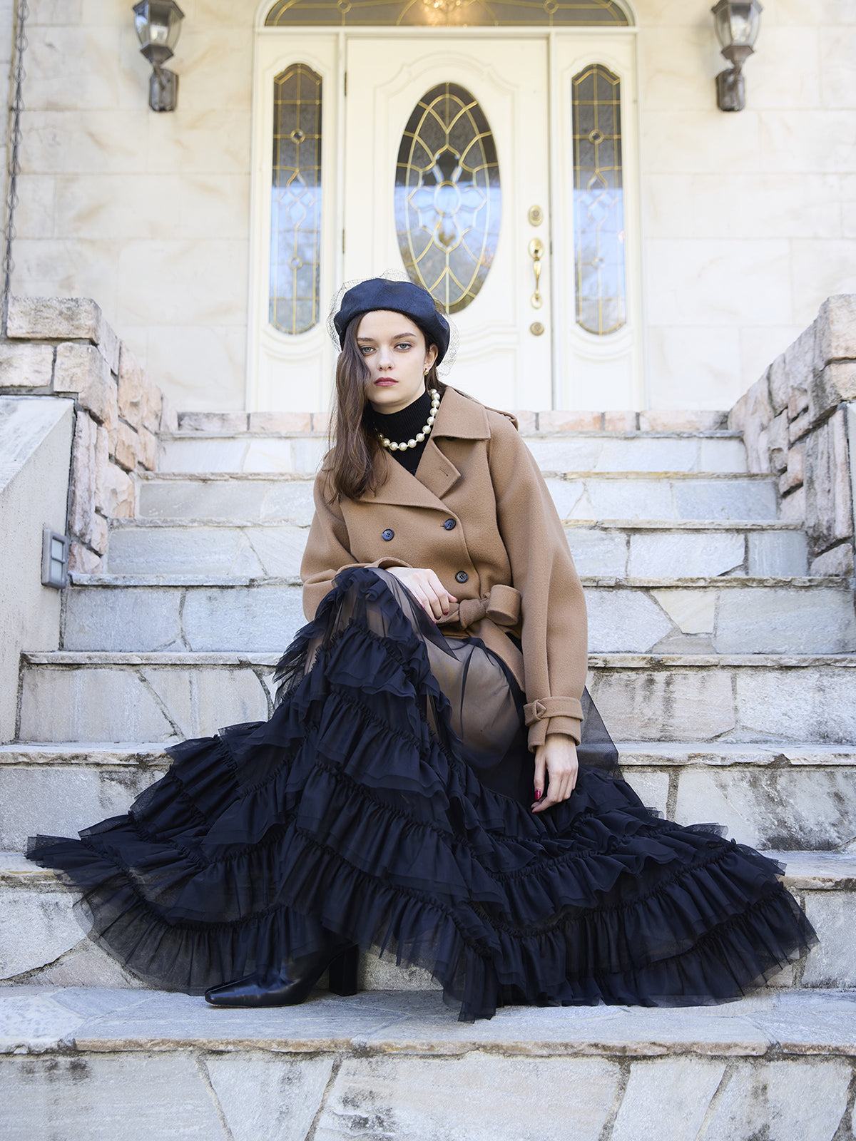 チュールティアードレイヤードスカート