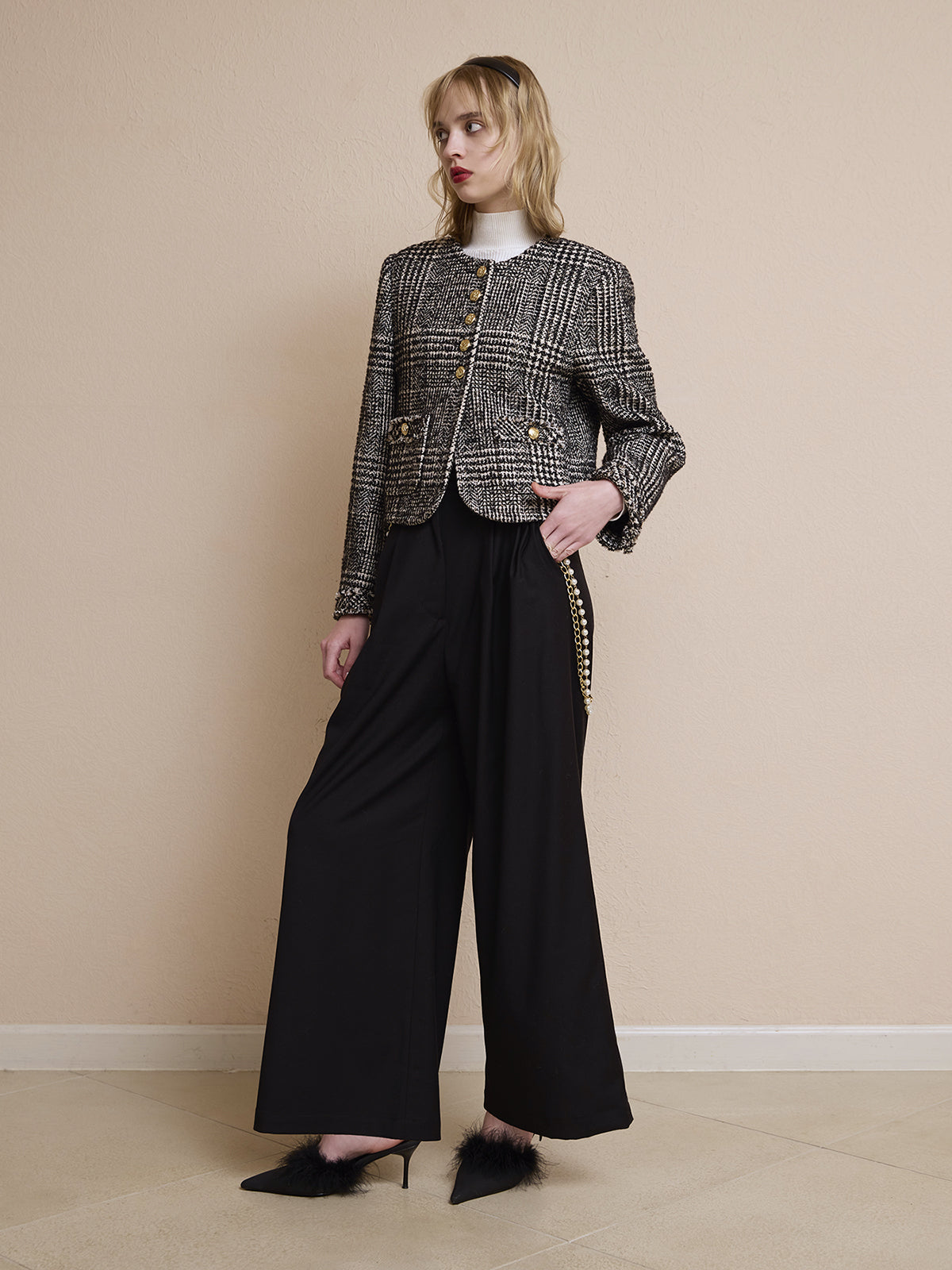 ツイードノーカラージャケット