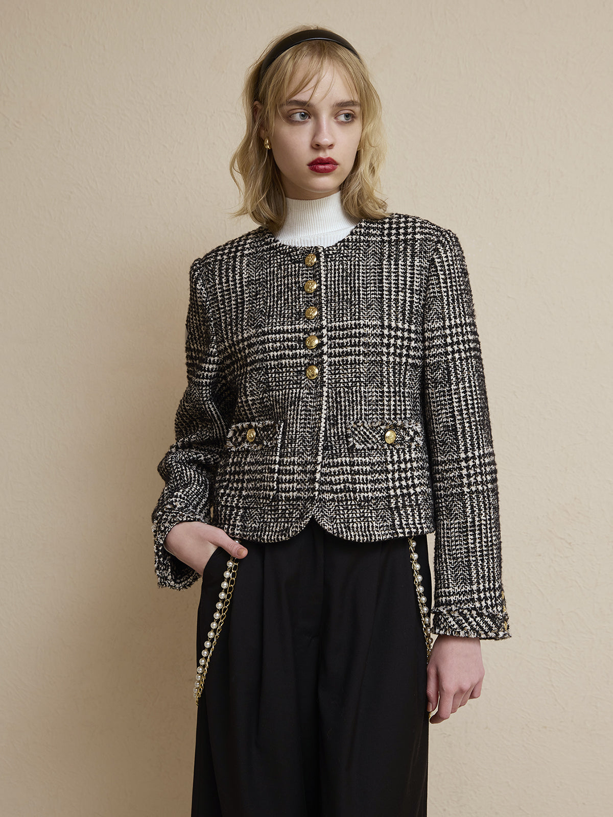 ツイードノーカラージャケット