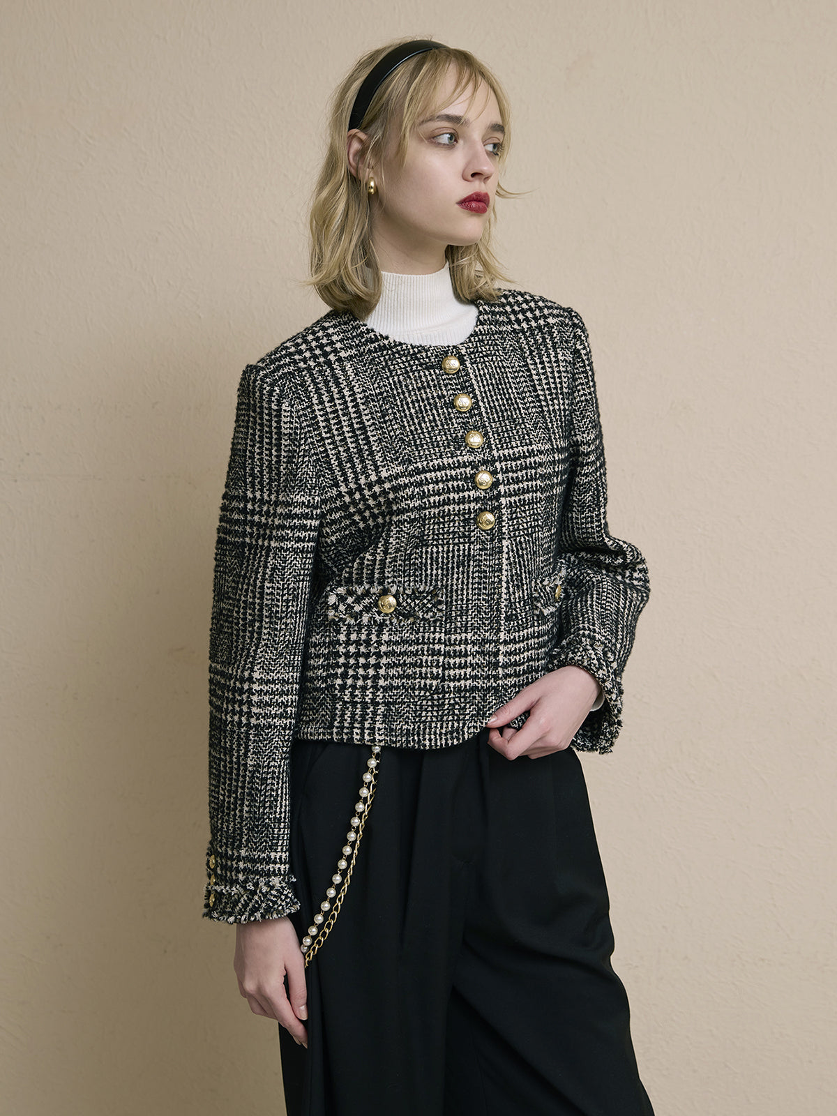 ツイードノーカラージャケット