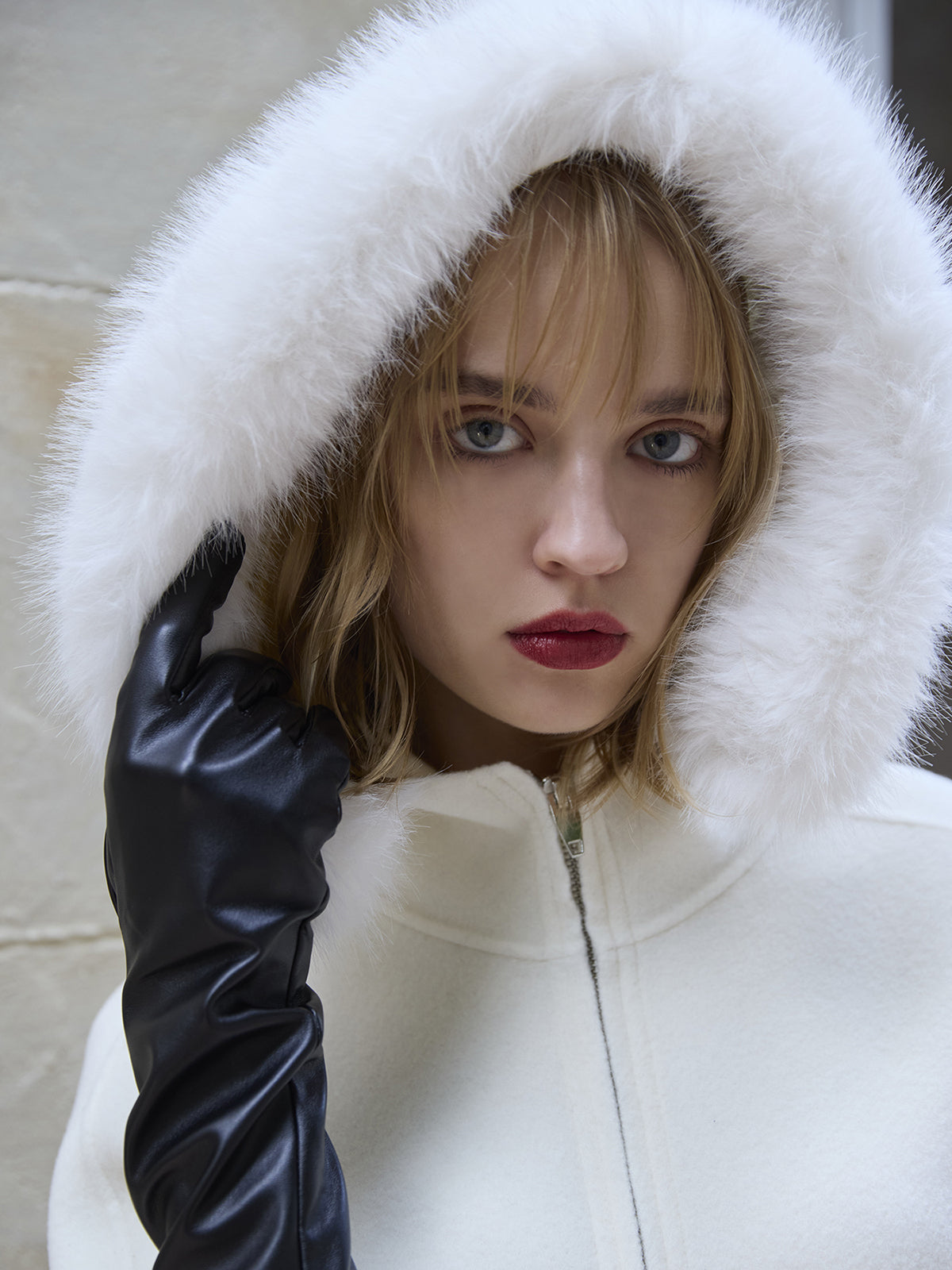 ファーポケットマントコート