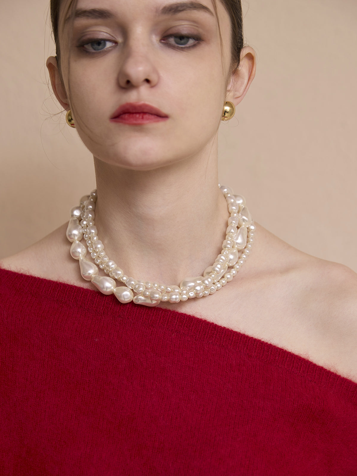 ウール起毛オフショルニットトップス