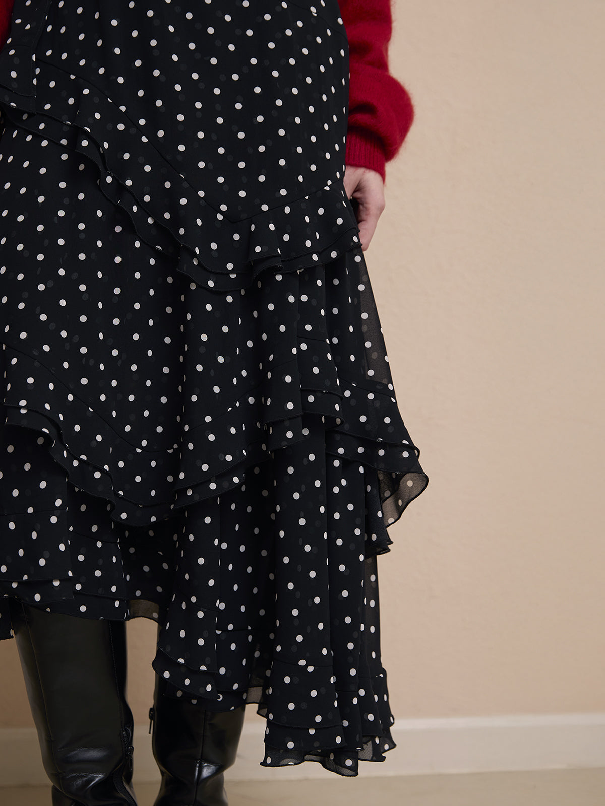 ドットラッフルティアードスカート
