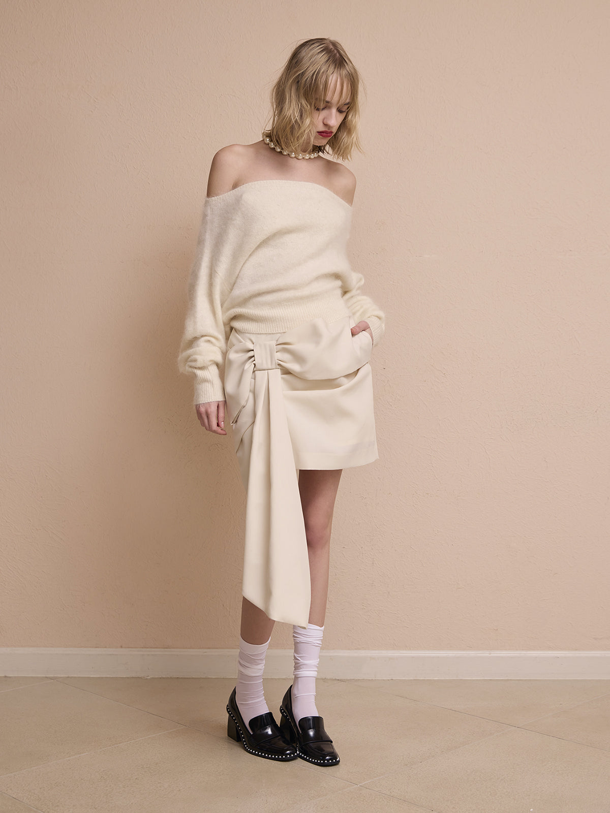 フロントリボンミニスカート