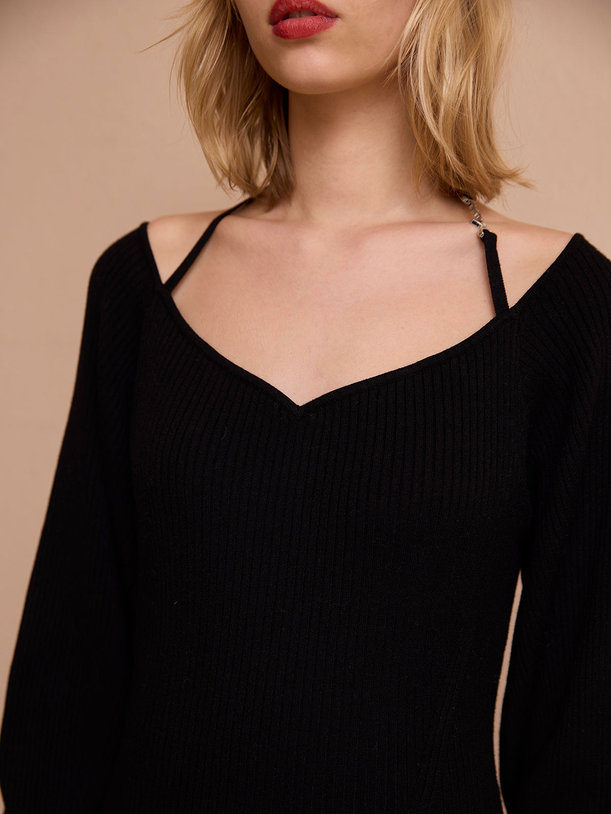 フロントロゴリブニットワンピース