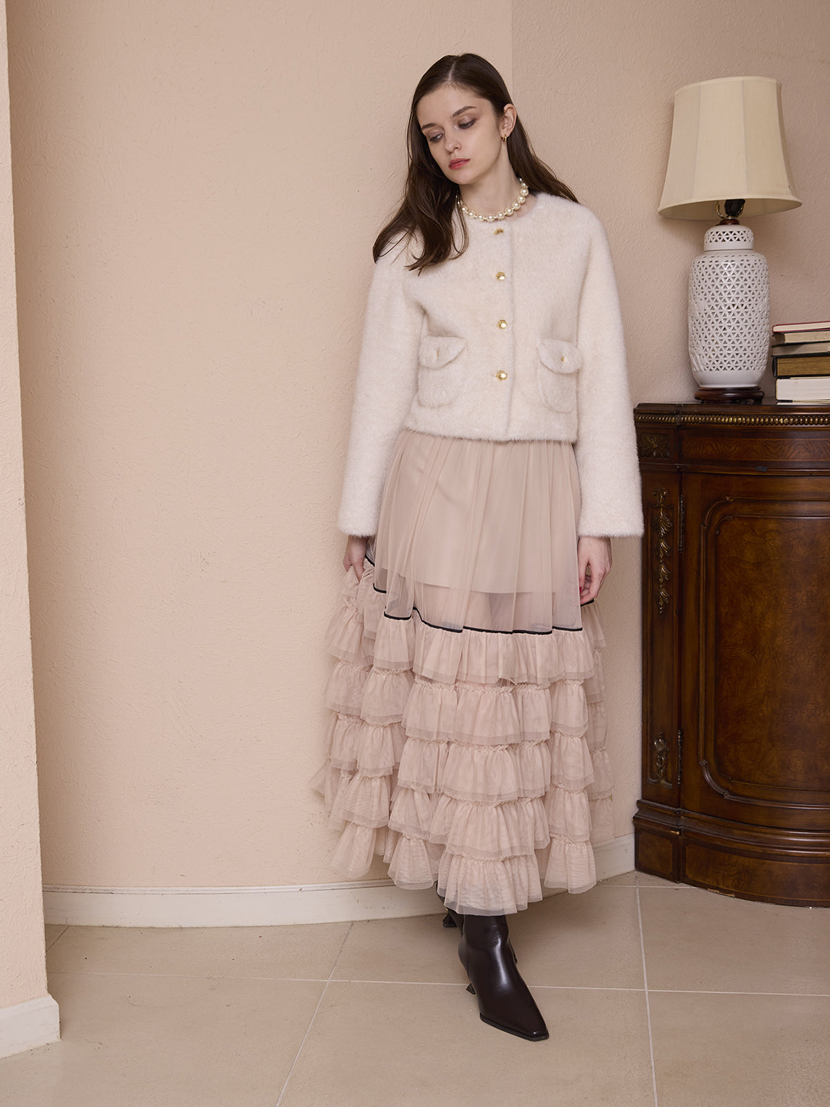 チュールティアードレイヤードスカート