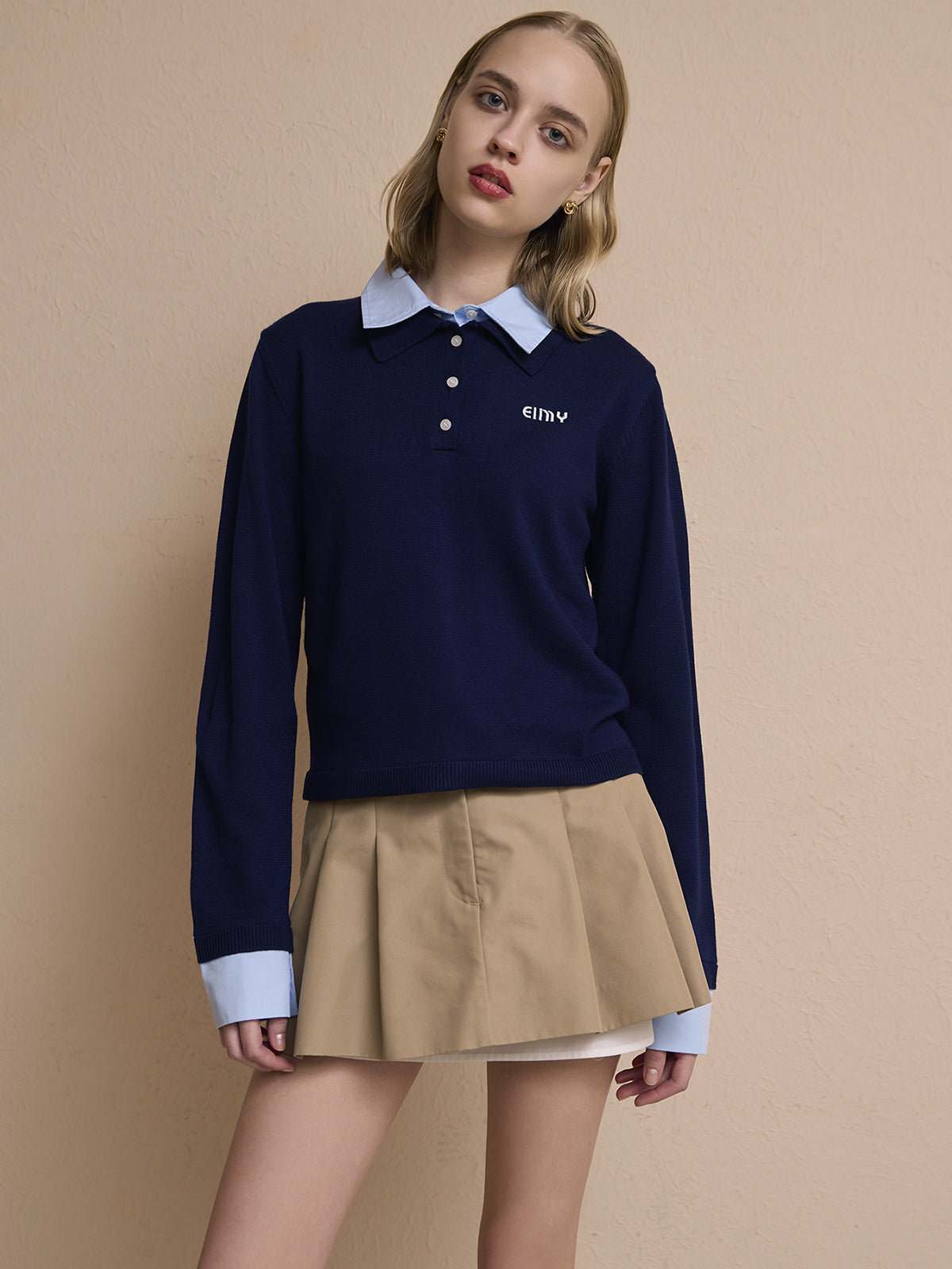 【New Color】ダブルカラーデザインニット