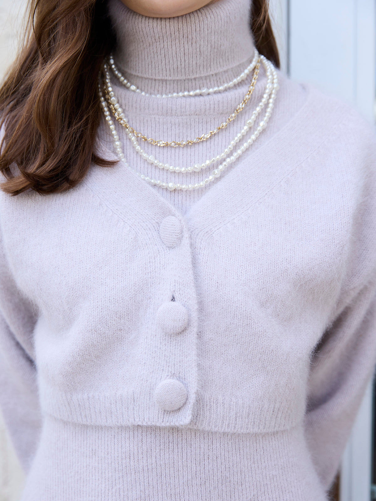 オフショルニットカーデセットワンピ