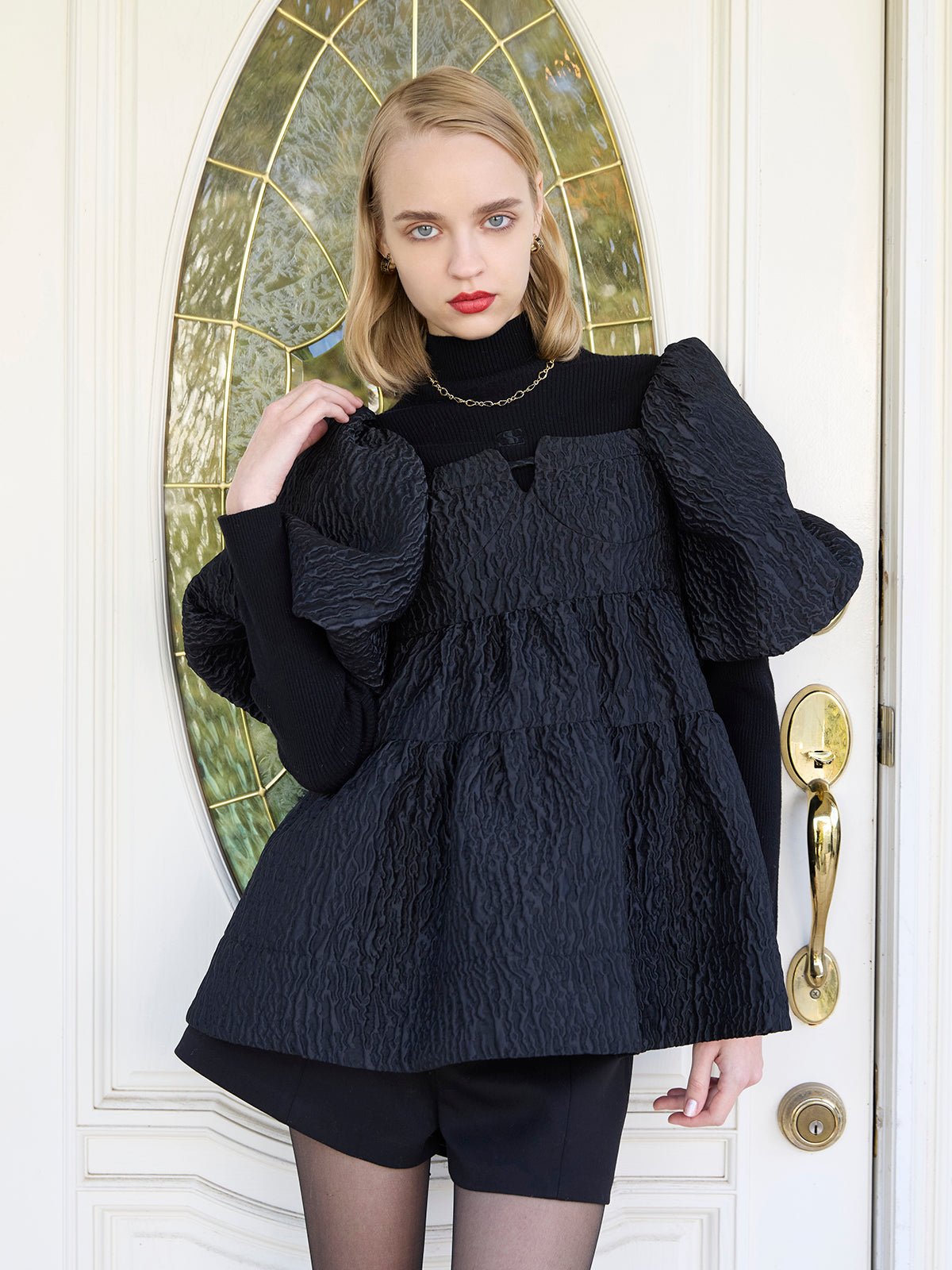 MODEL:172cm／COLOR:BLACK／SIZE:F