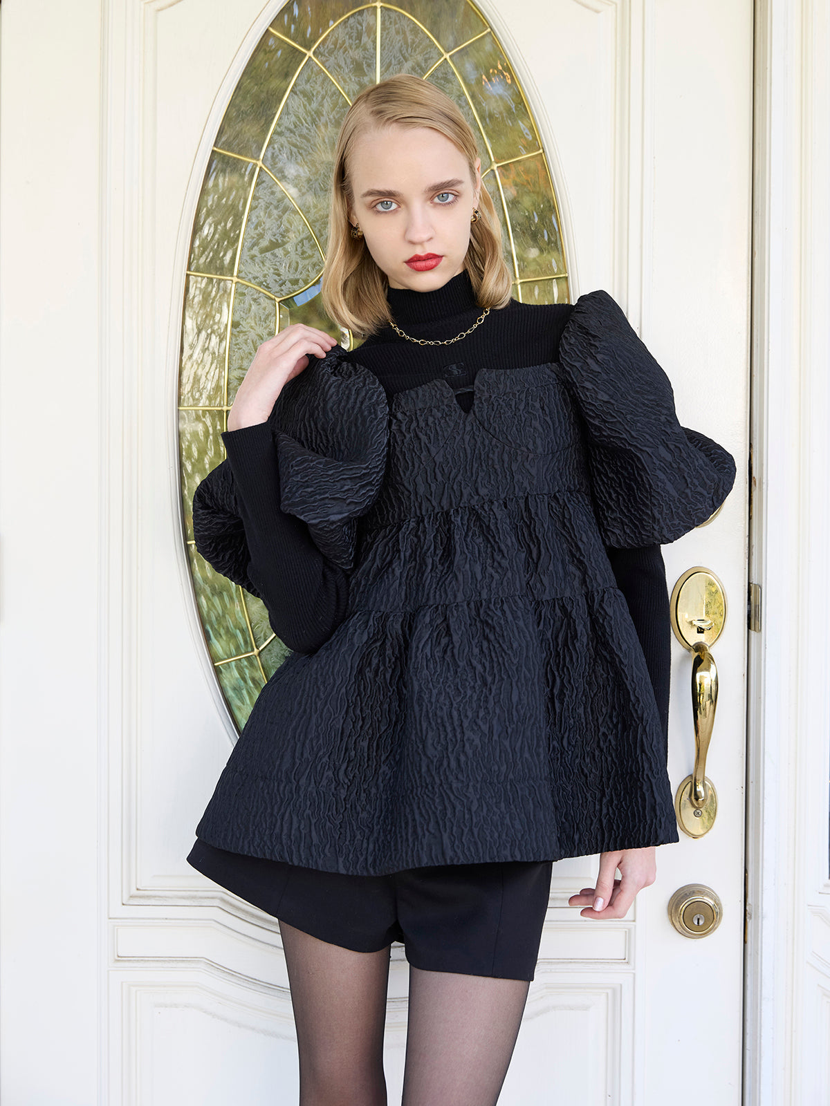 MODEL:172cm／COLOR:BLACK／SIZE:F