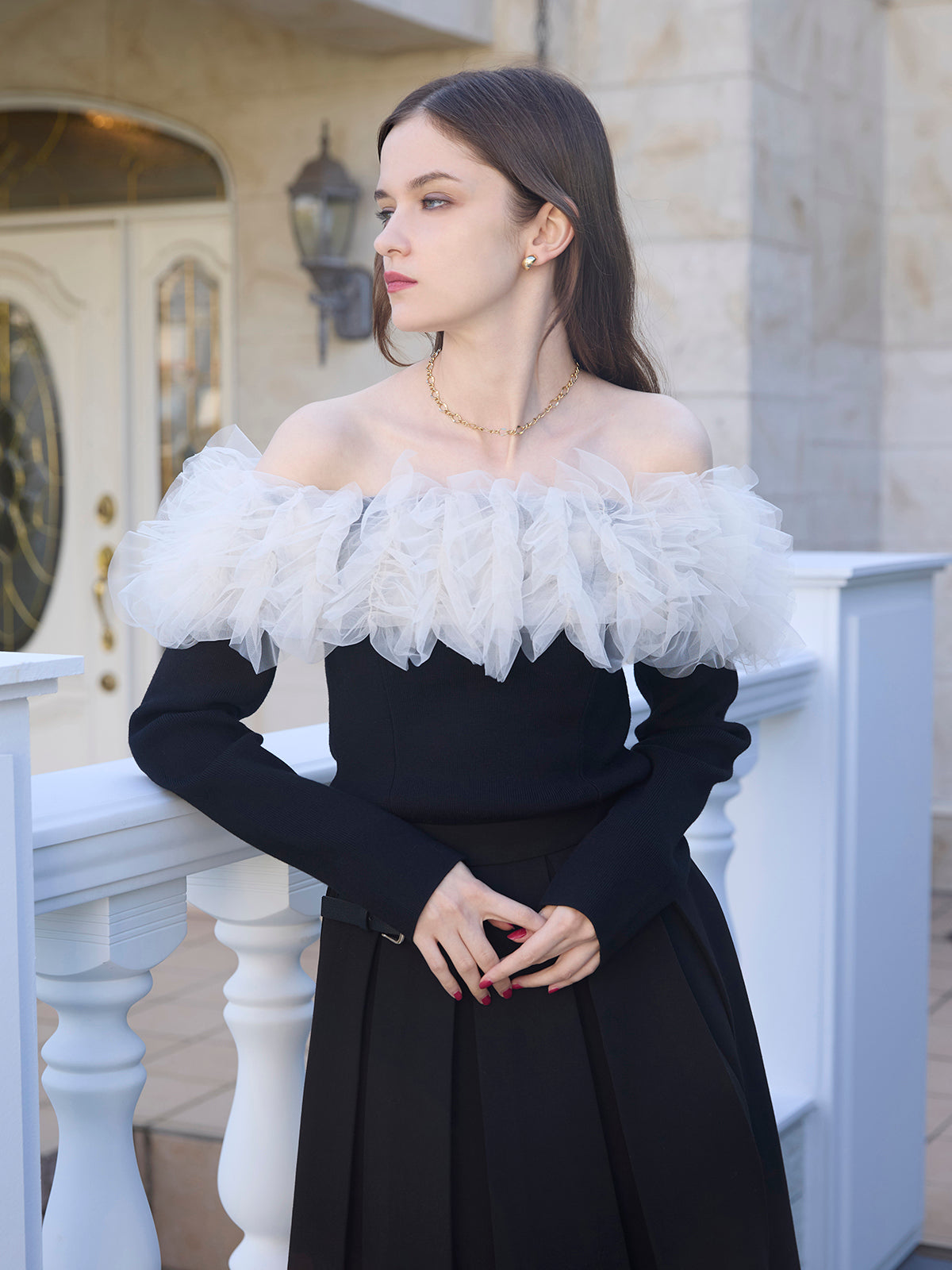 MODEL:173cm／COLOR:BLACK／SIZE:F