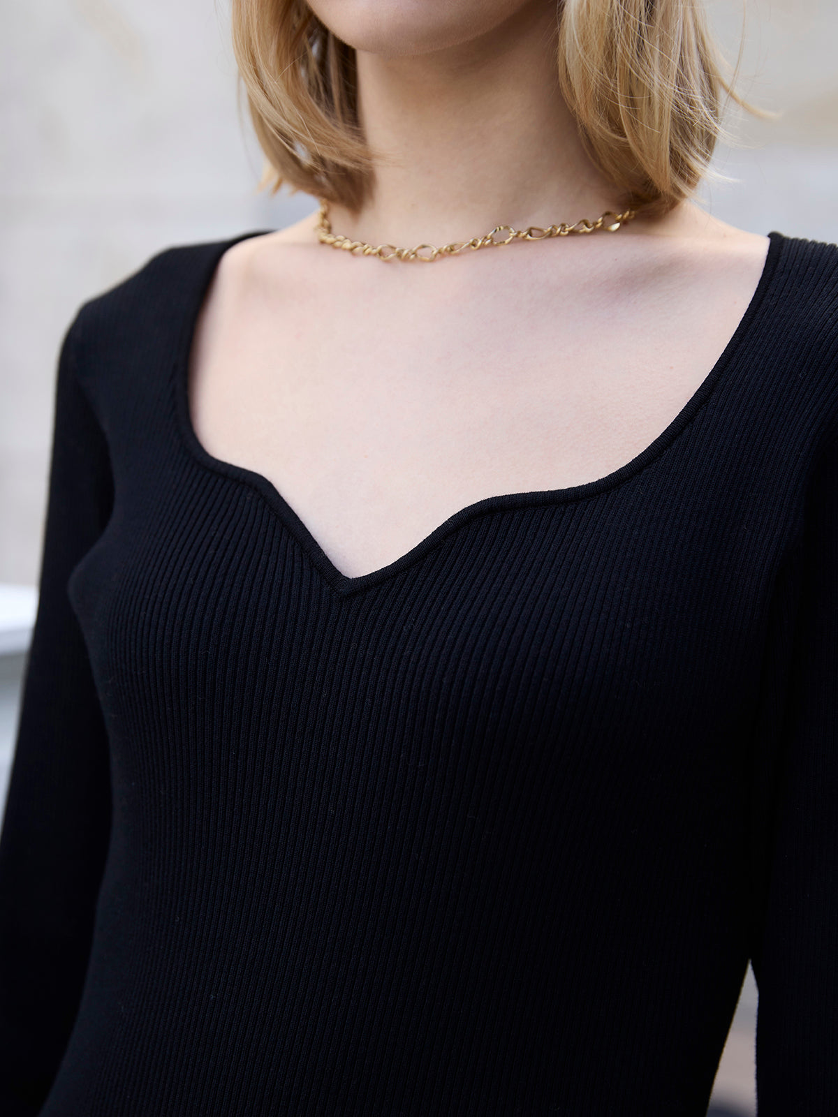 レーストリムHeart neckニットワンピース