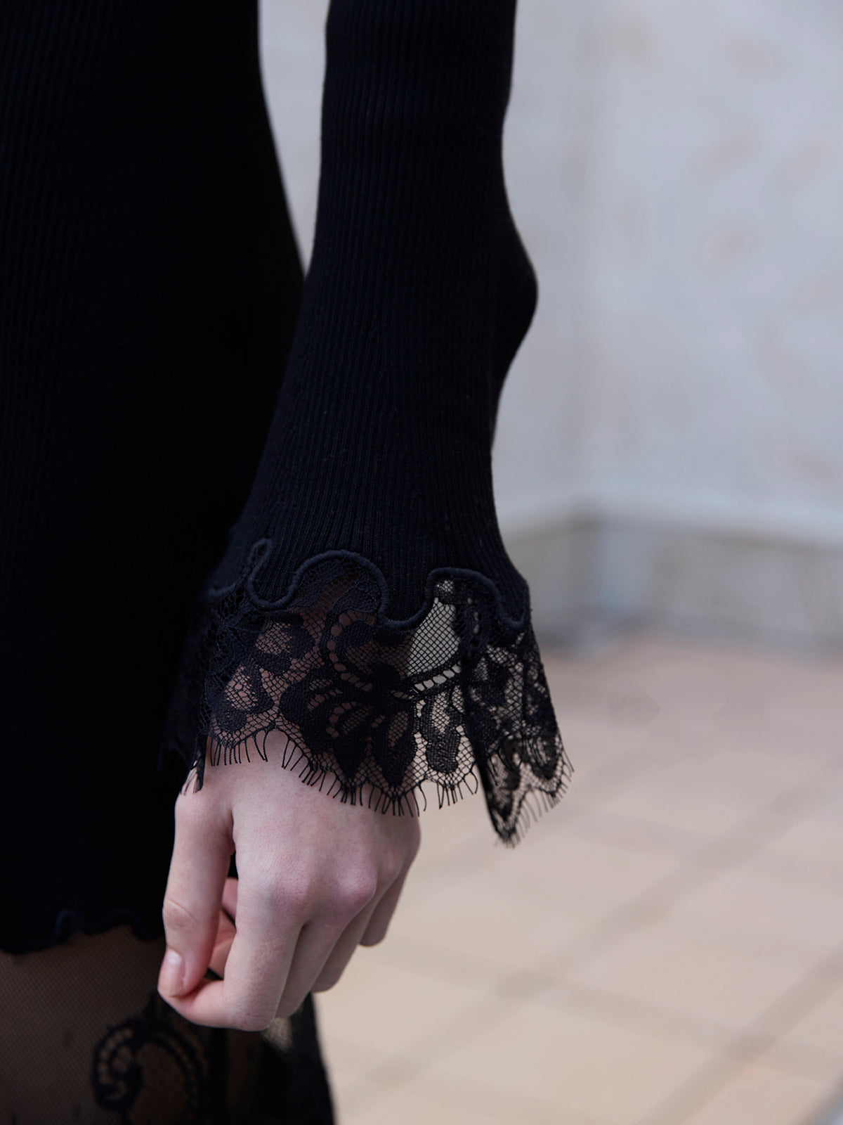 レーストリムHeart neckニットワンピース