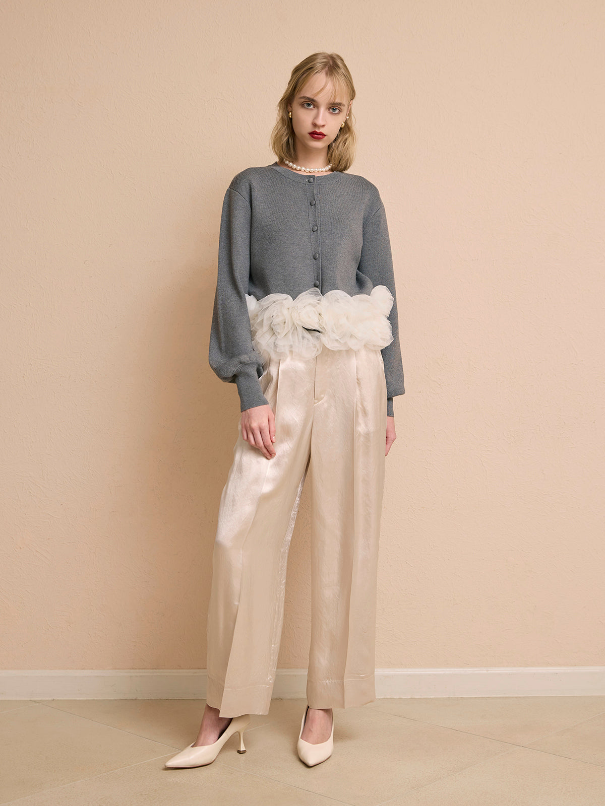 MODEL:172cm／COLOR:PINK GREY／SIZE:36