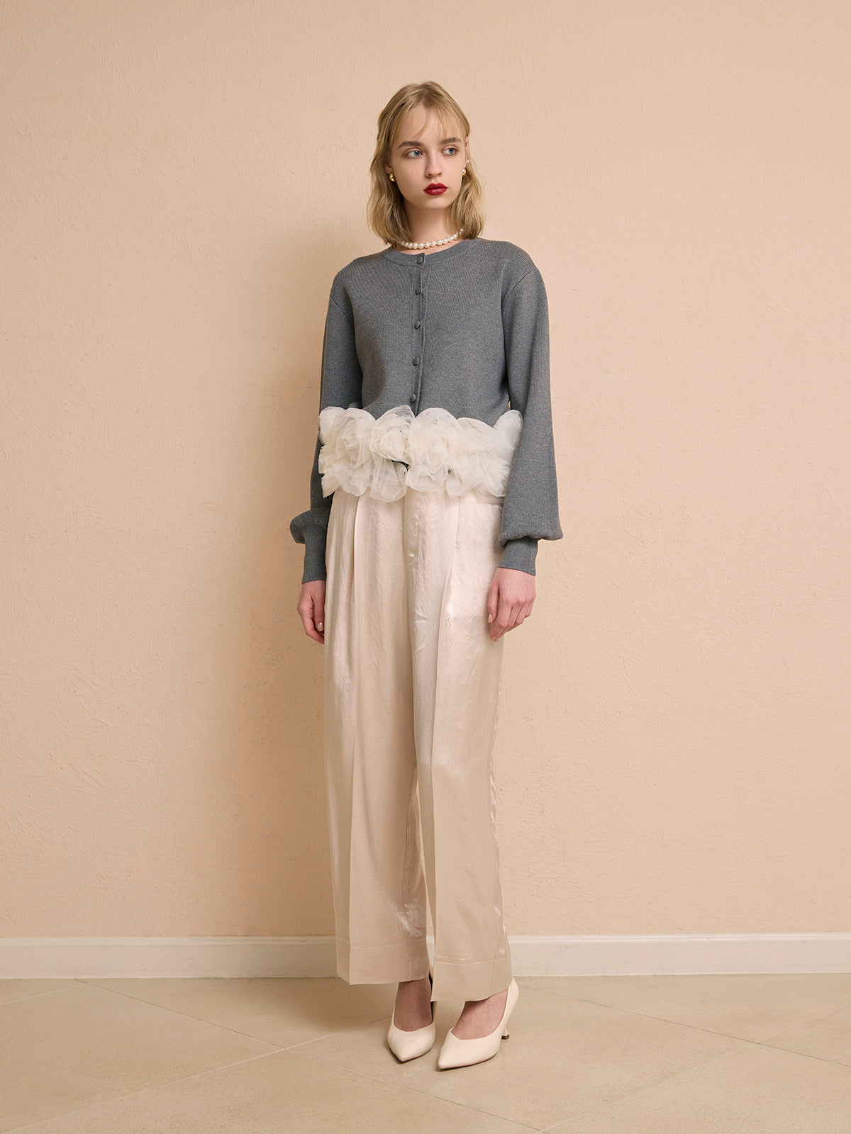 サテンタックパンツ