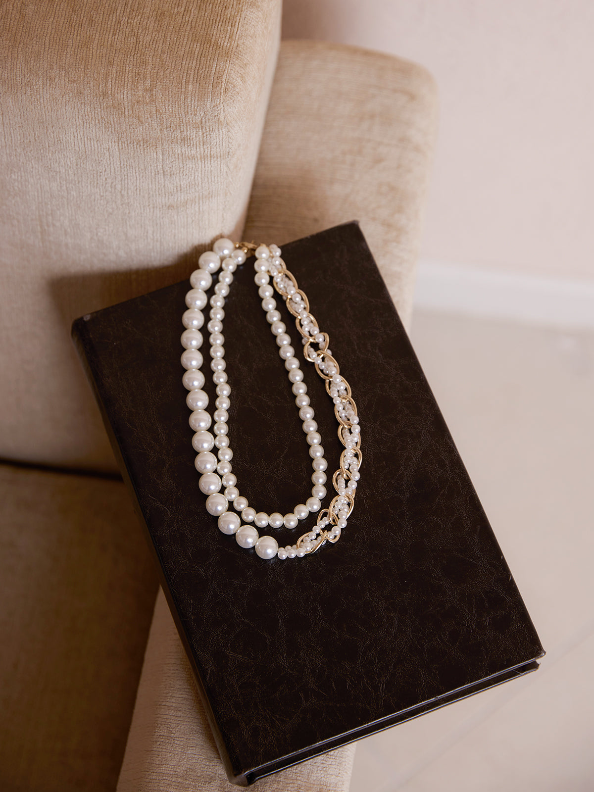 チェーンミックスパールネックレス