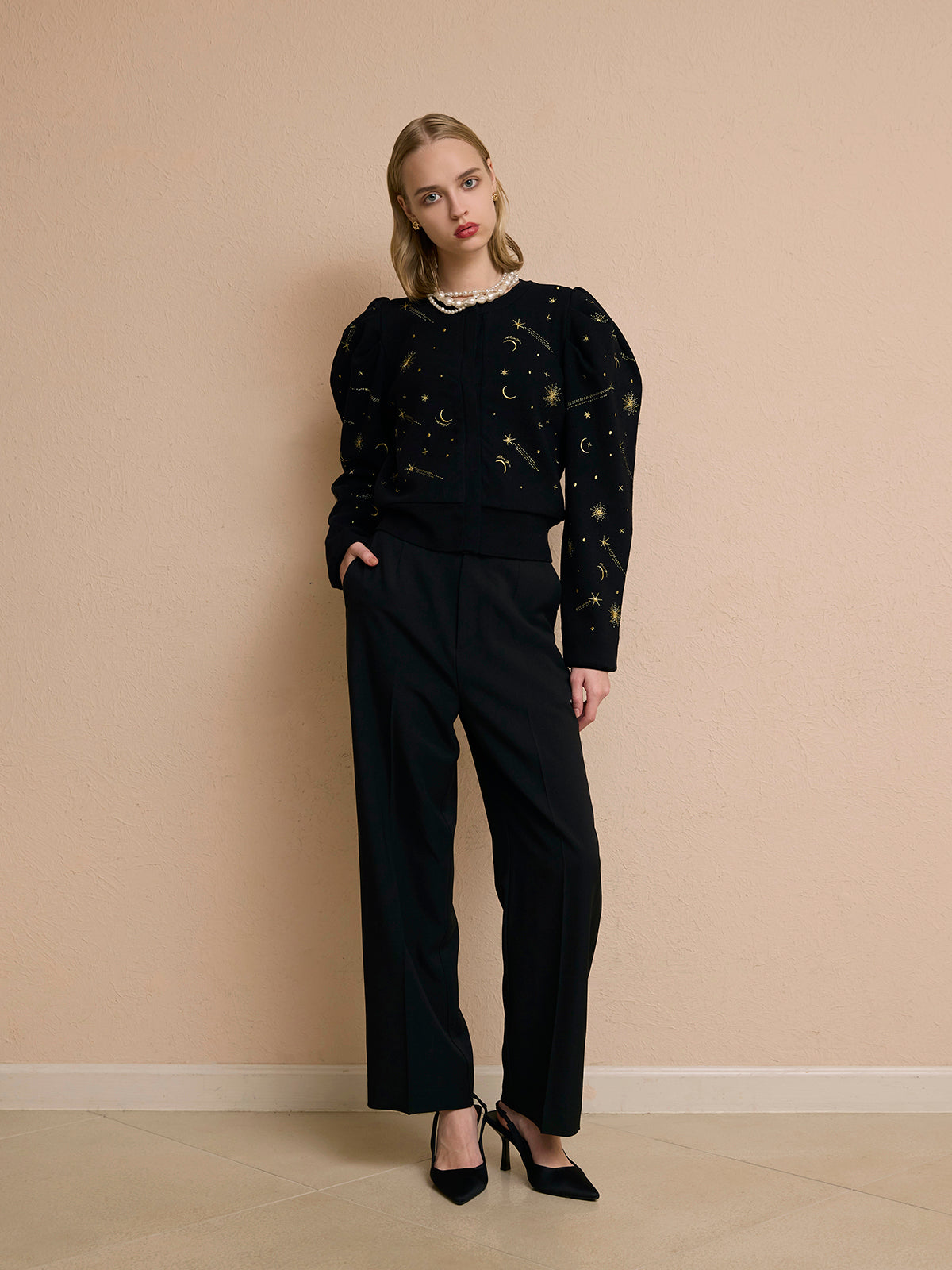 スターエンブロイダリーニット