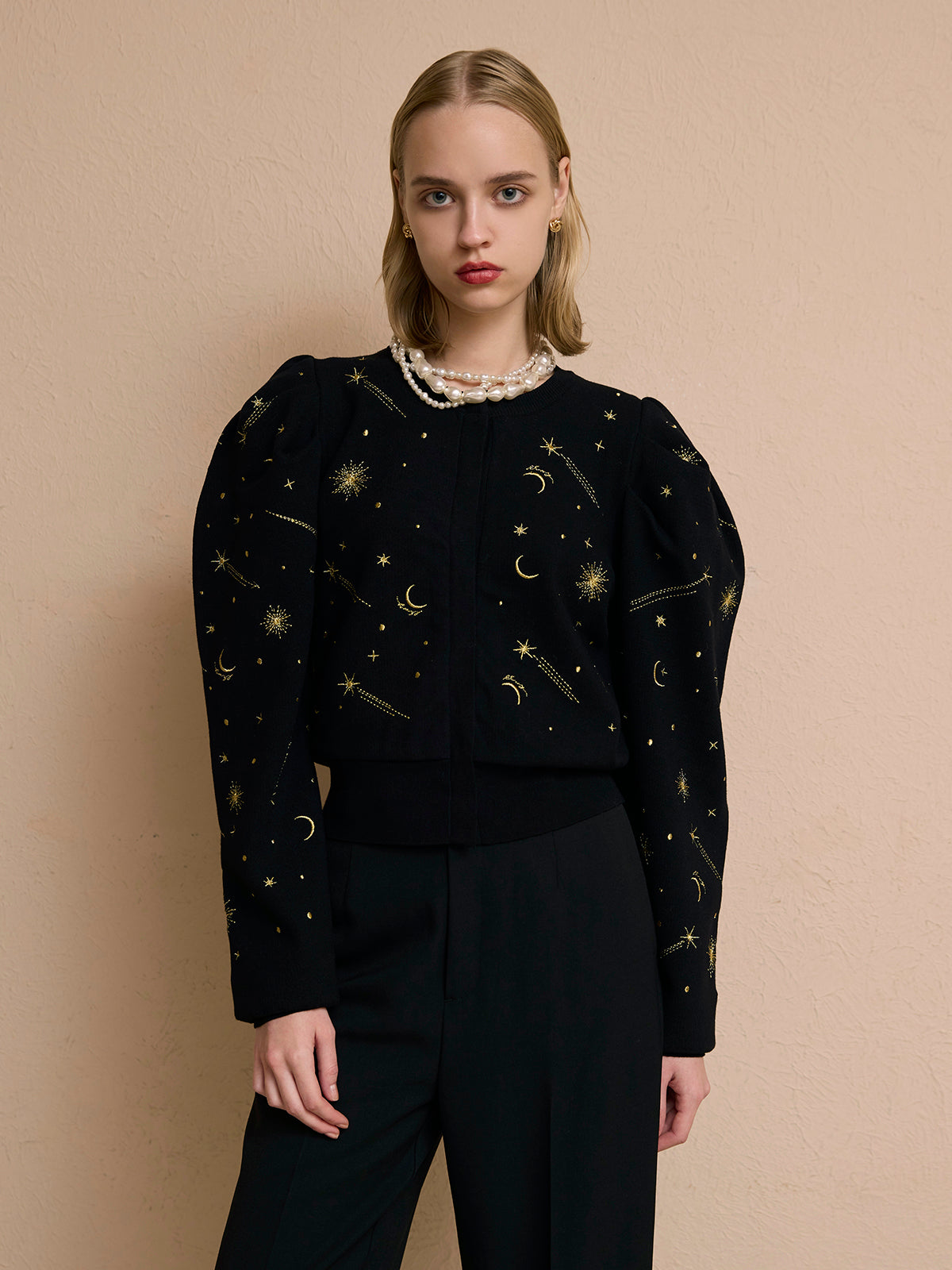 スターエンブロイダリーニット