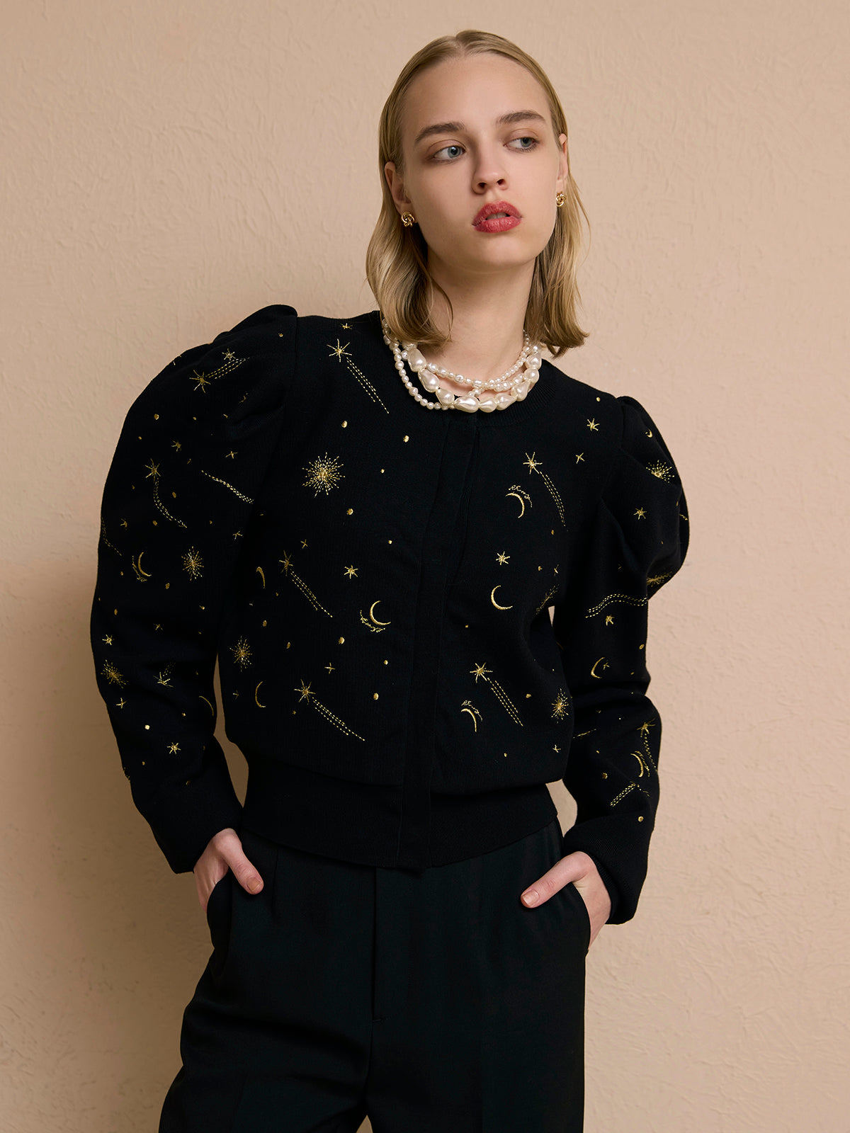 スターエンブロイダリーニット