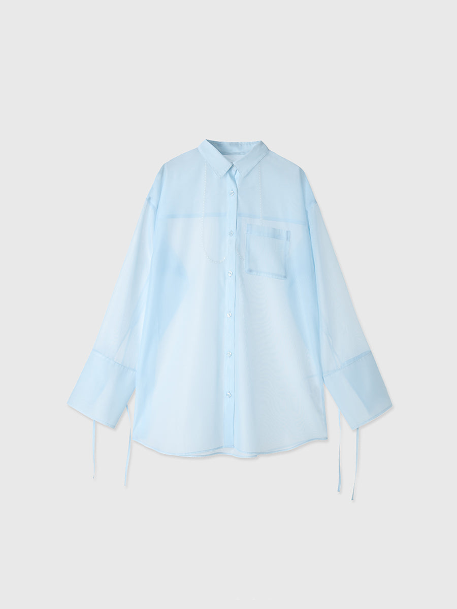 パールストラップオーガーンジーシャツ