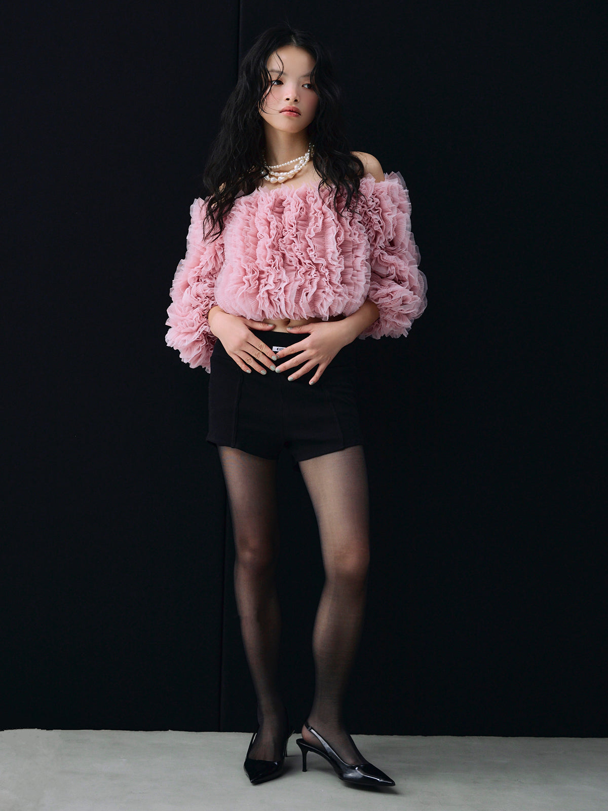 ボリュームチュールオフショルトップス