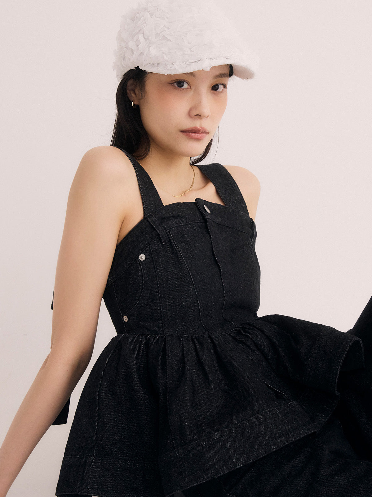 ペプラムデニムビスチェ