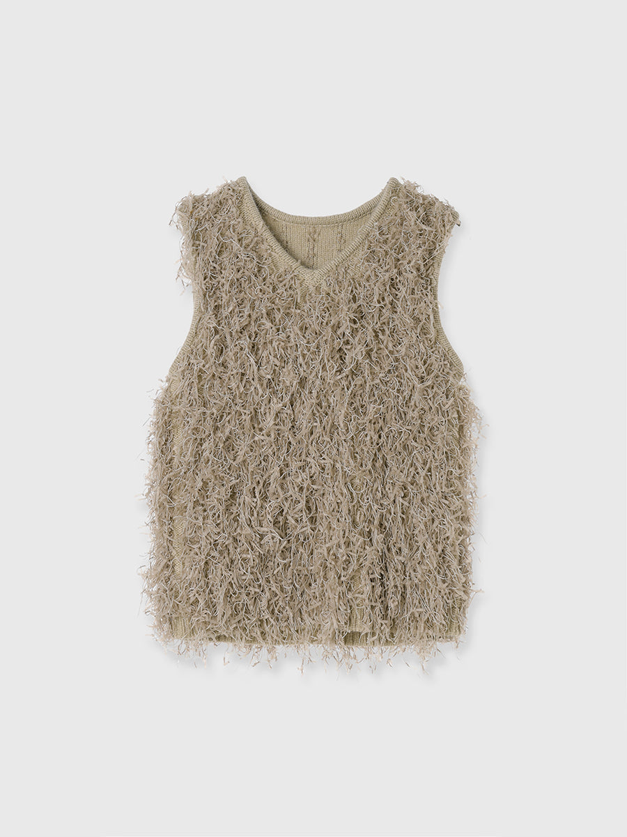 ロングフェザーヤーンニットベスト