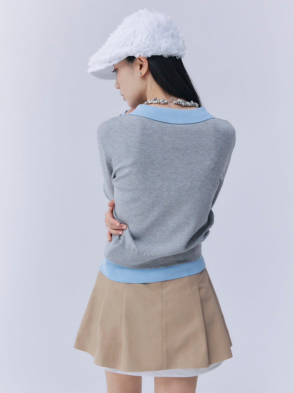 ニットレイヤードトップス