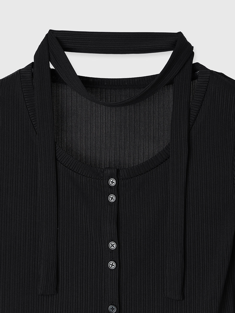 チョーカー付きカットトップス