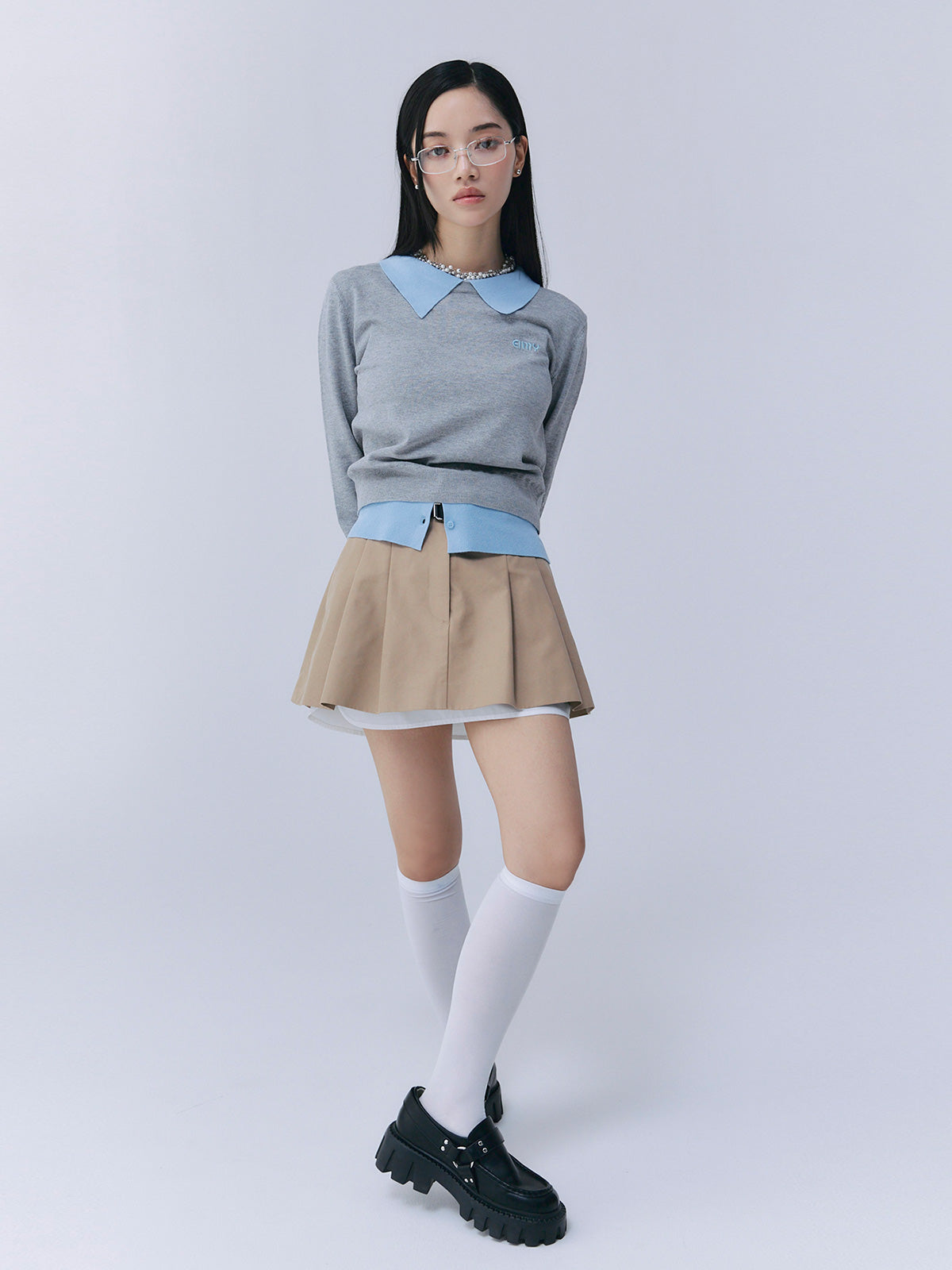 レイヤードプリーツミニスカート