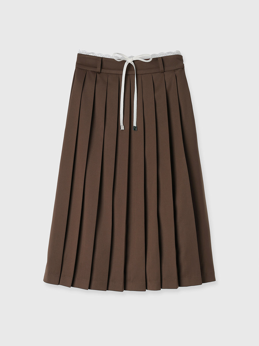 レースポイントプリーツミディスカート