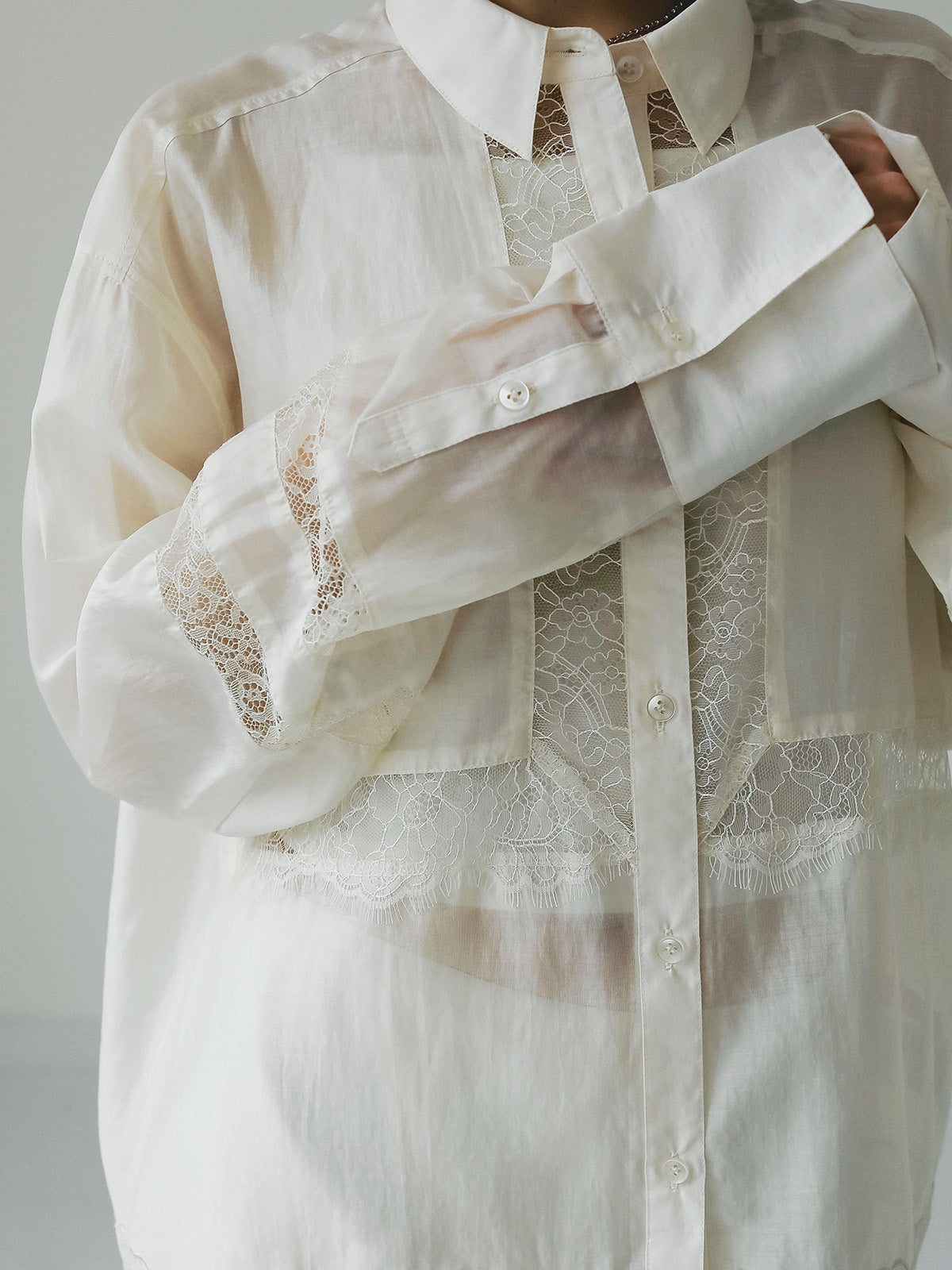 レースコンビシアーシャツ