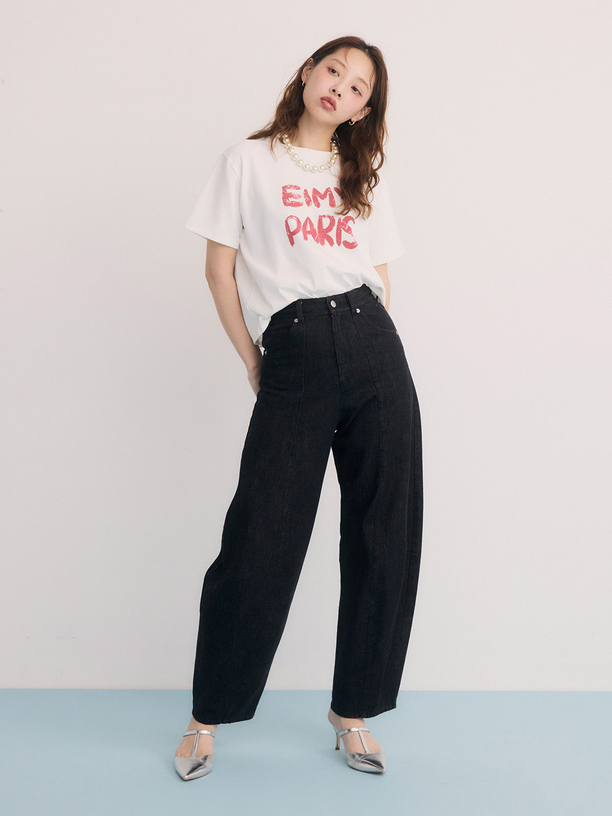 カービーパターンデニムパンツ