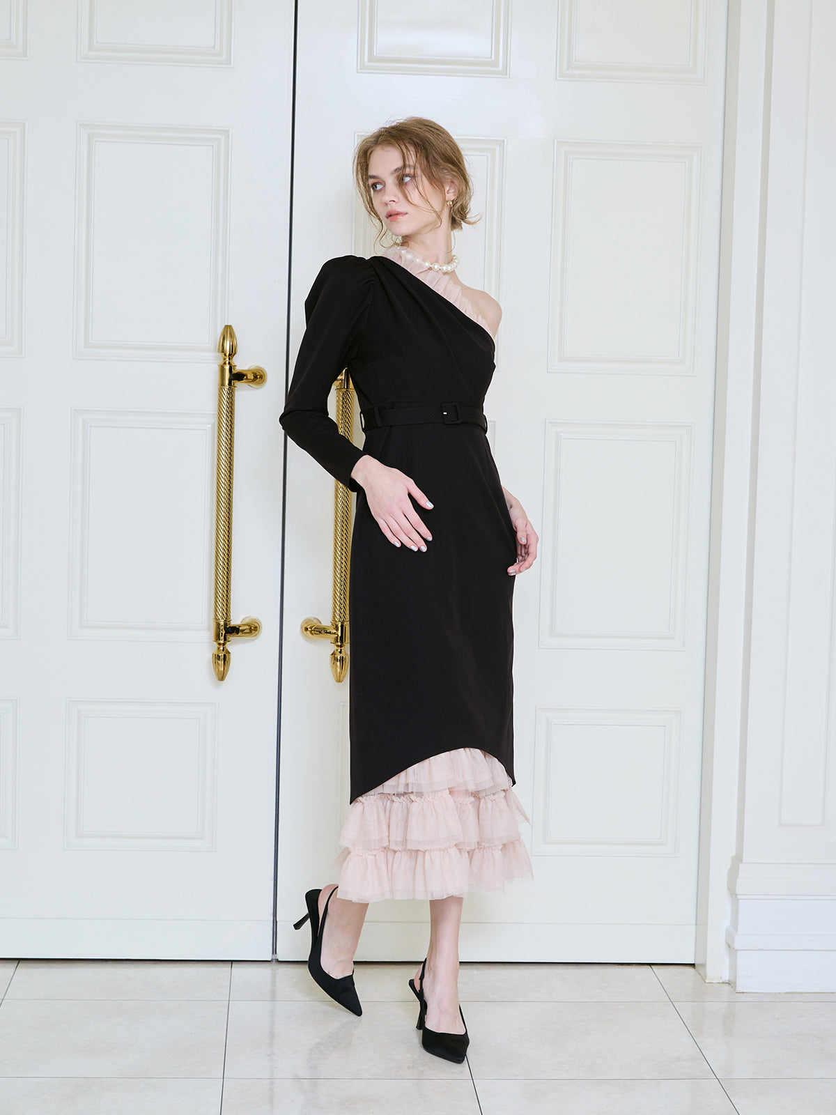 MODEL:175cm／COLOR:BLACK／SIZE:34