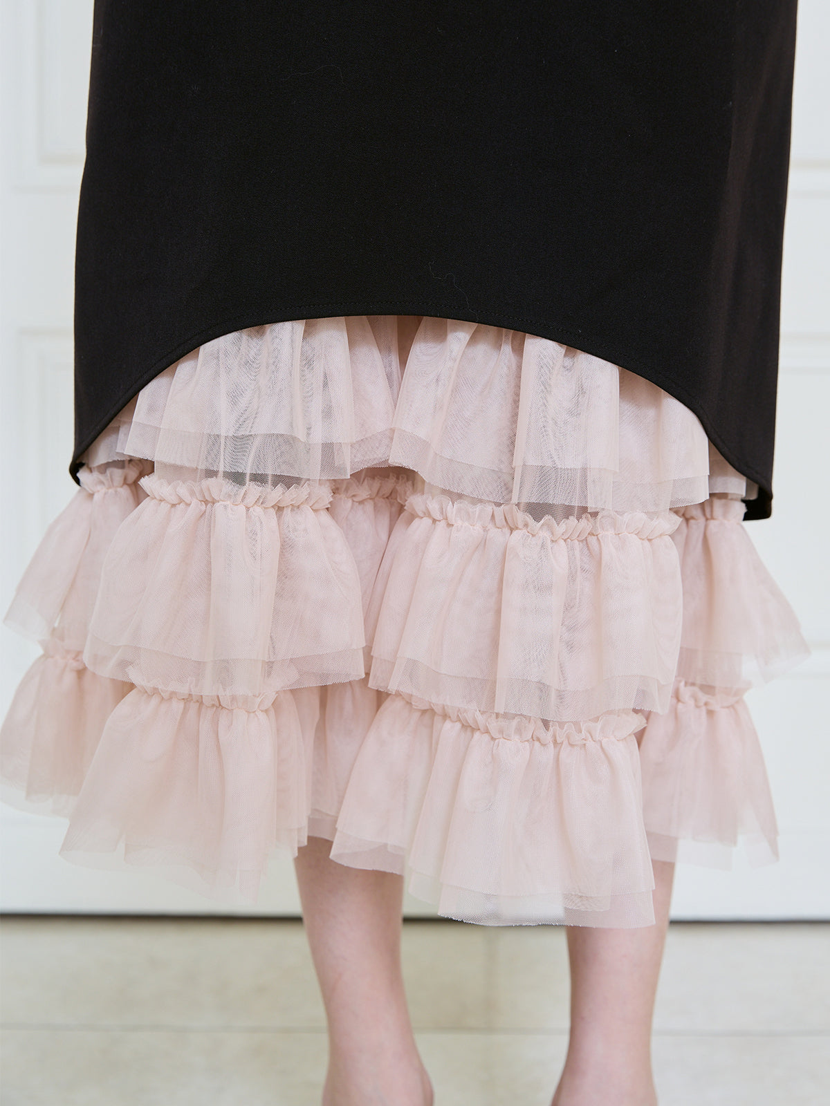 フリルチュールワンショルダードレス