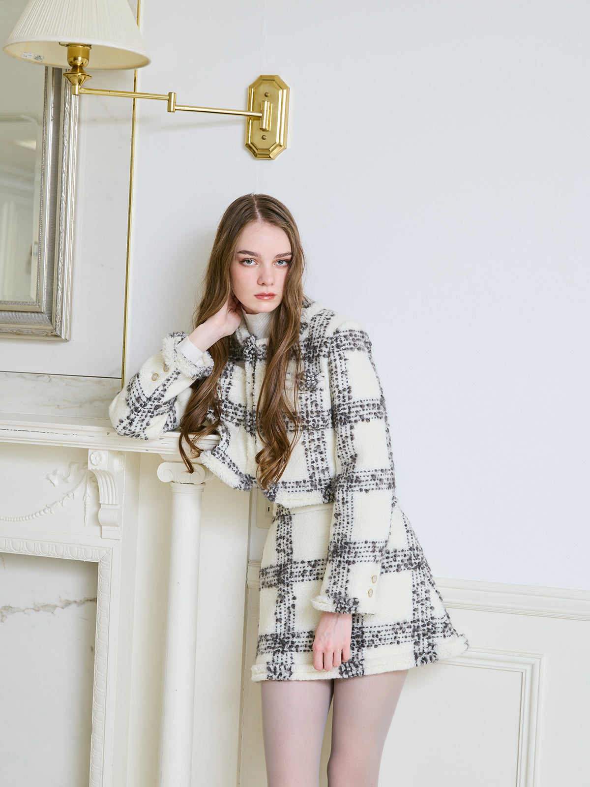 モヘアループチェックツイードジャケット