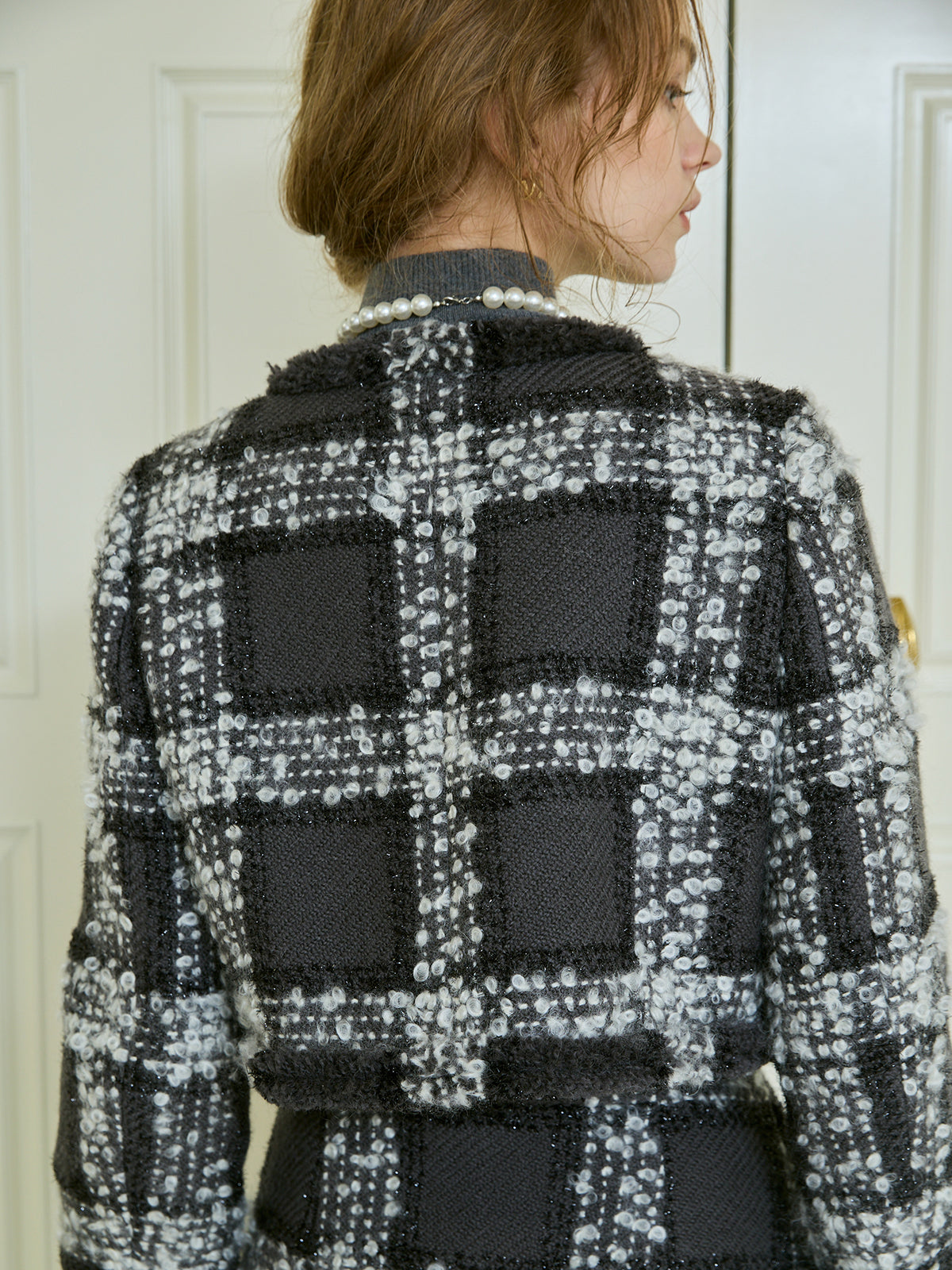 モヘアループチェックツイードジャケット