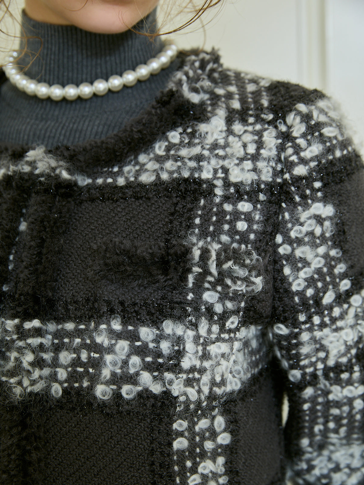 モヘアループチェックツイードジャケット