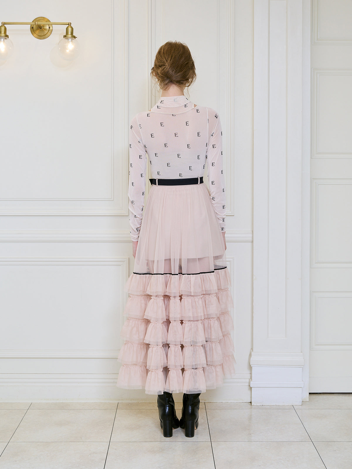 チュールティアードレイヤードスカート