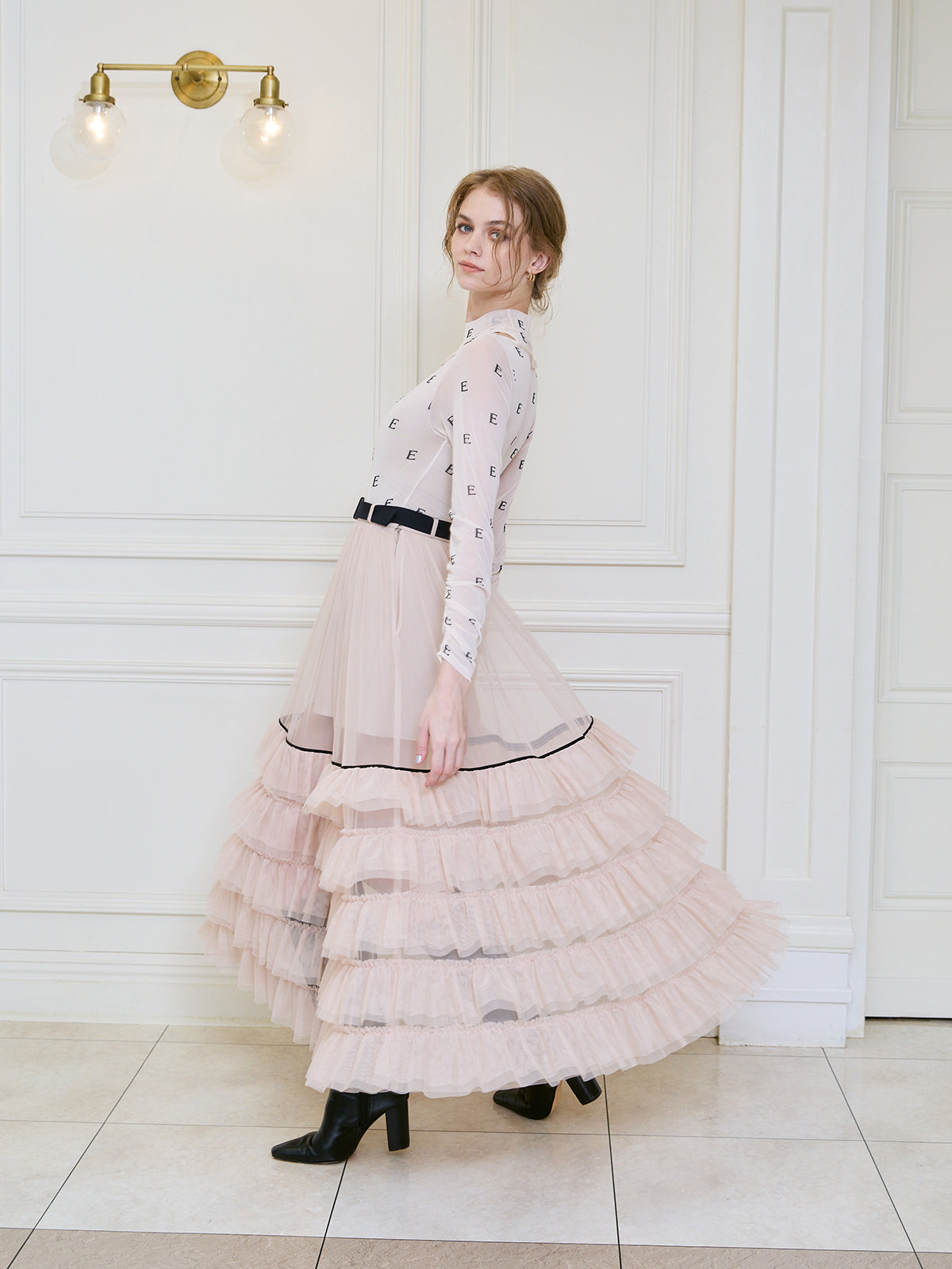 チュールティアードレイヤードスカート