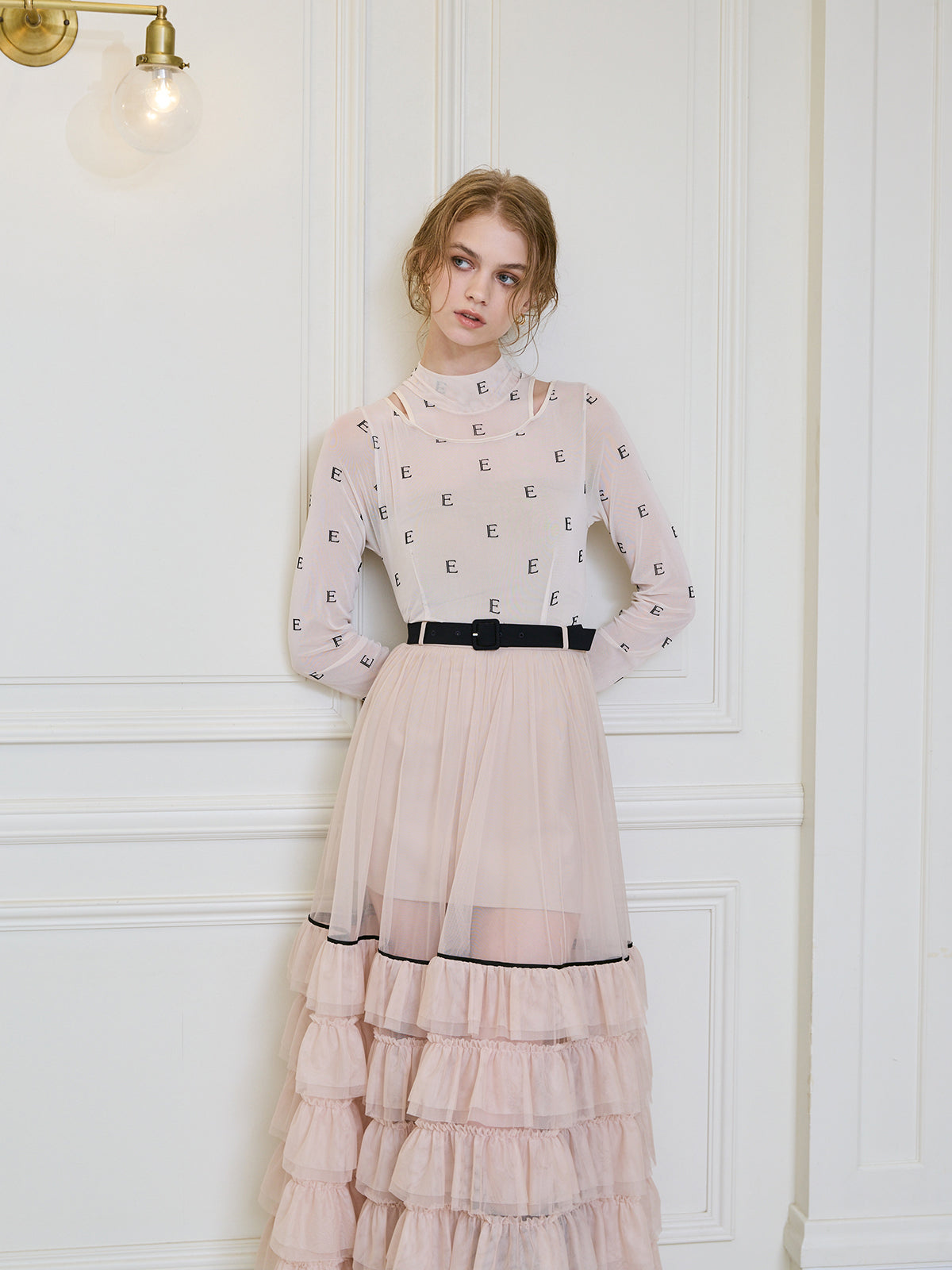 チュールティアードレイヤードスカート