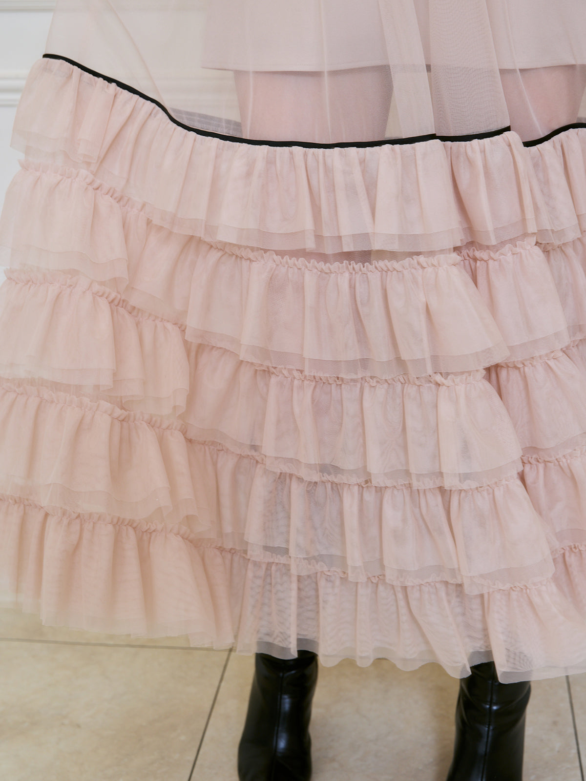 チュールティアードレイヤードスカート