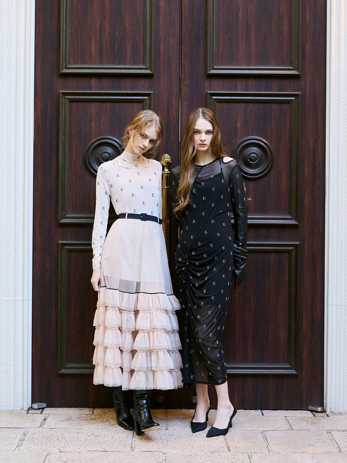 チュールティアードレイヤードスカート