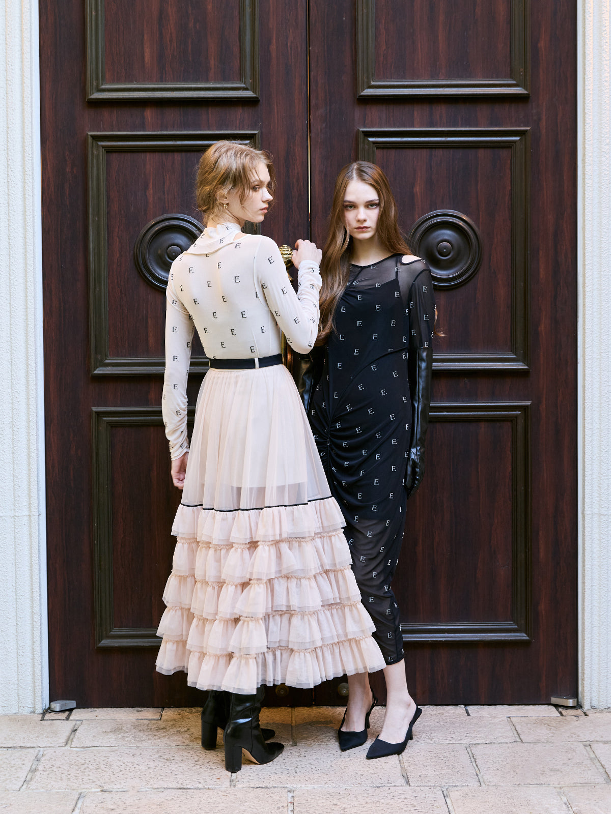 チュールティアードレイヤードスカート