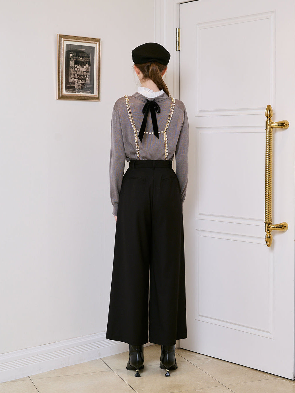 パールチェーンサスペンダーパンツ