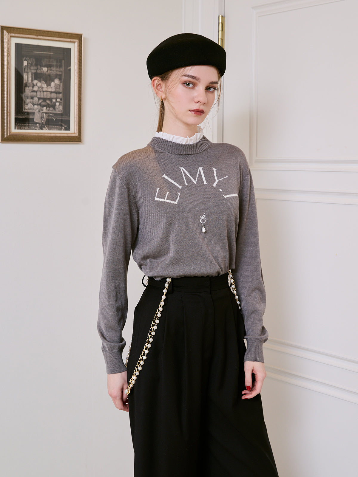 パールチェーンサスペンダーパンツ