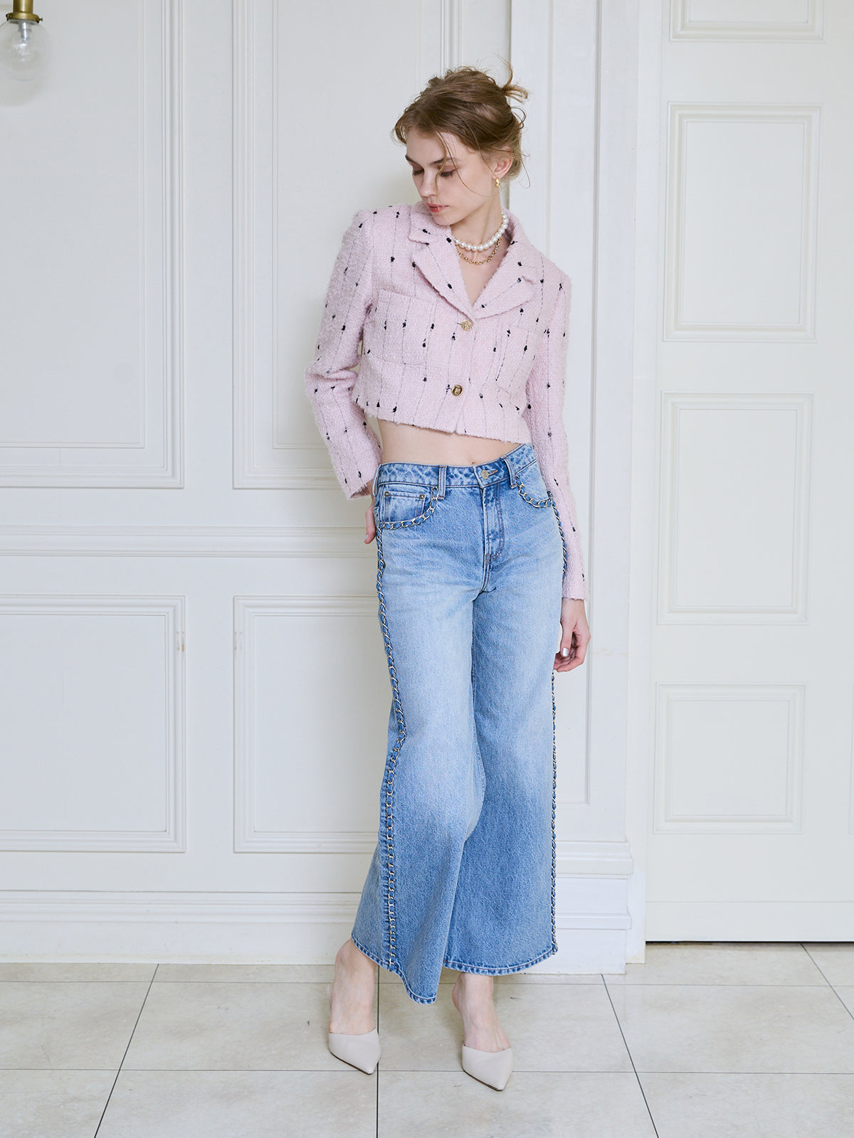 デコラティブワイドレッグデニム