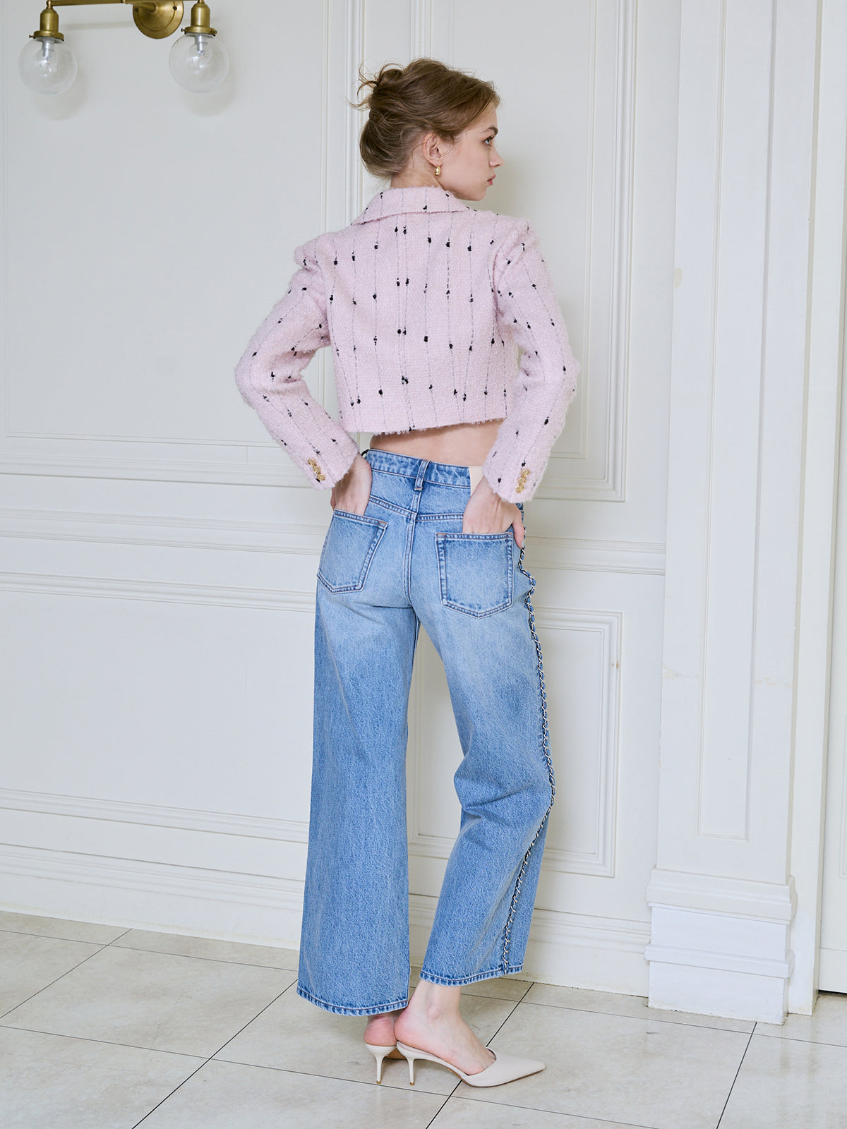 デコラティブワイドレッグデニム