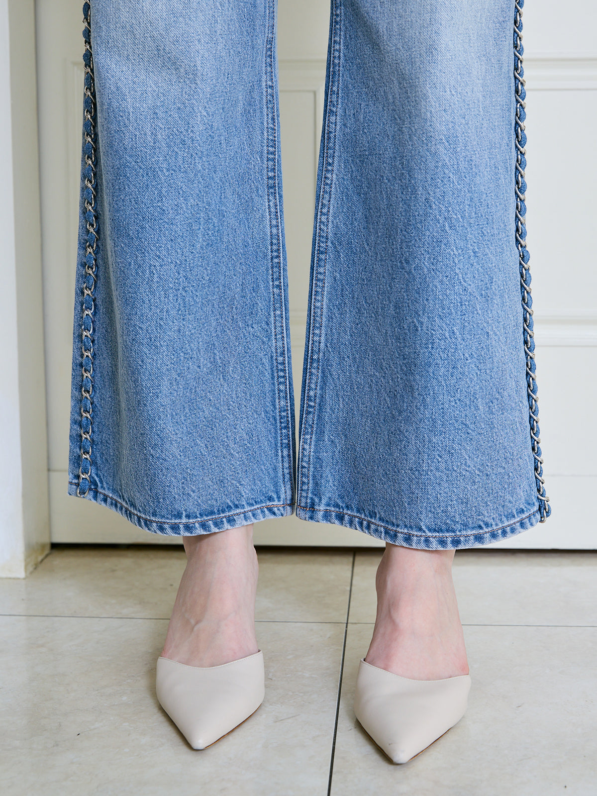 デコラティブワイドレッグデニム